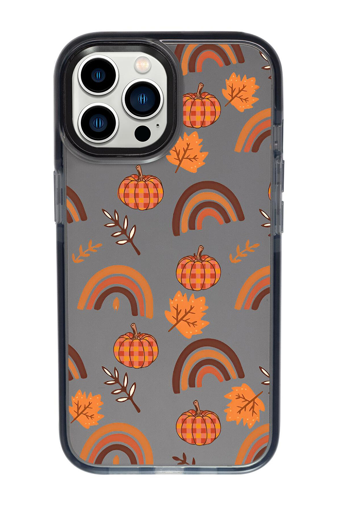 iPhone 13 Pro Max Uyumlu Sonbahar Desenli Candy Bumper Silikonlu Telefon Kılıfı