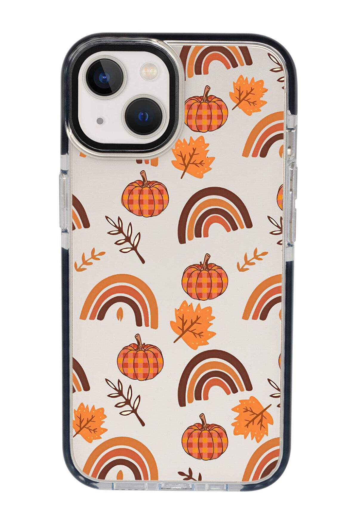 iPhone 15 Uyumlu Sonbahar Desenli Candy Bumper Silikonlu Telefon Kılıfı