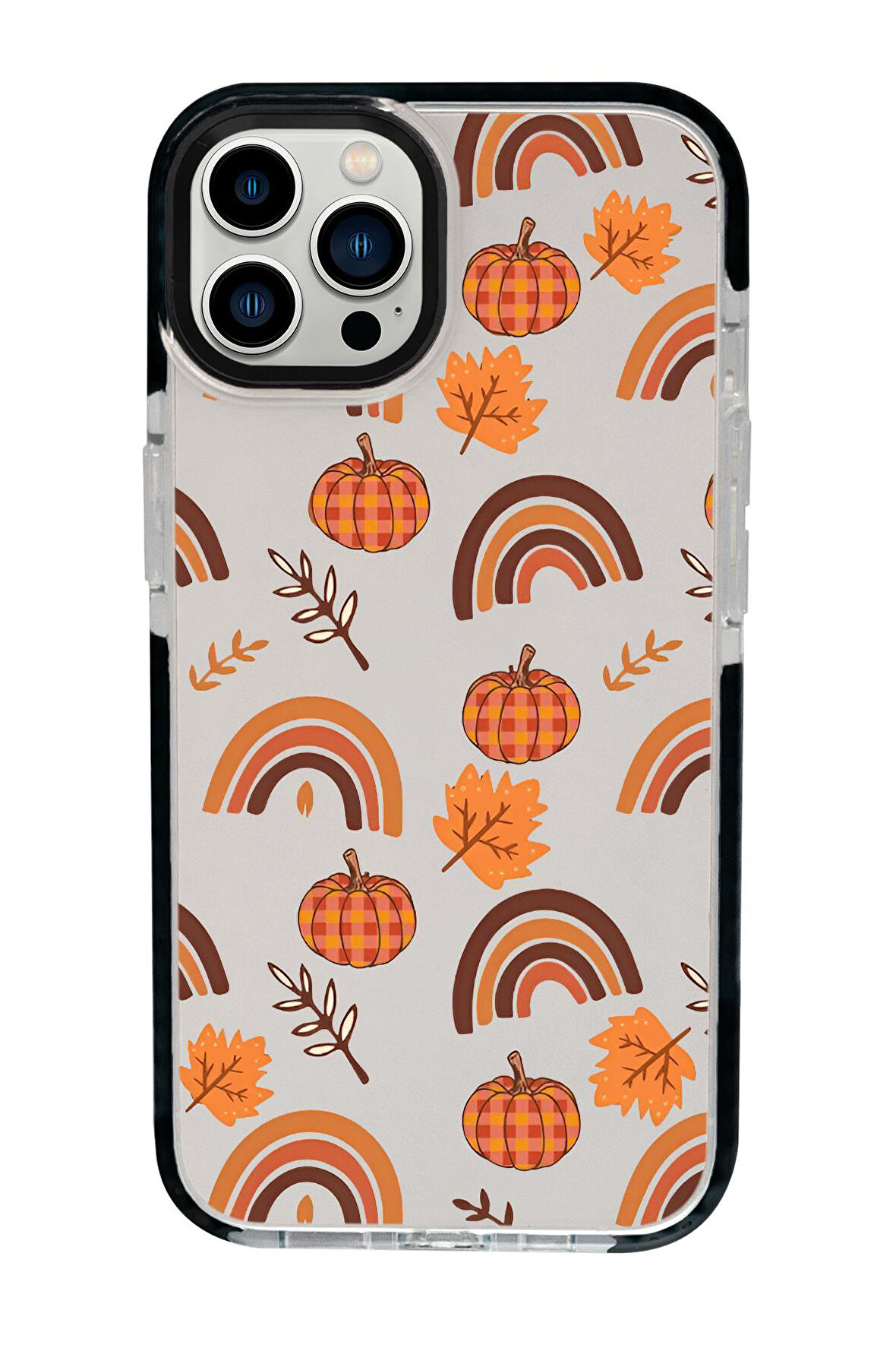 iPhone 15 Pro Max Uyumlu Sonbahar Desenli Candy Bumper Silikonlu Telefon Kılıfı