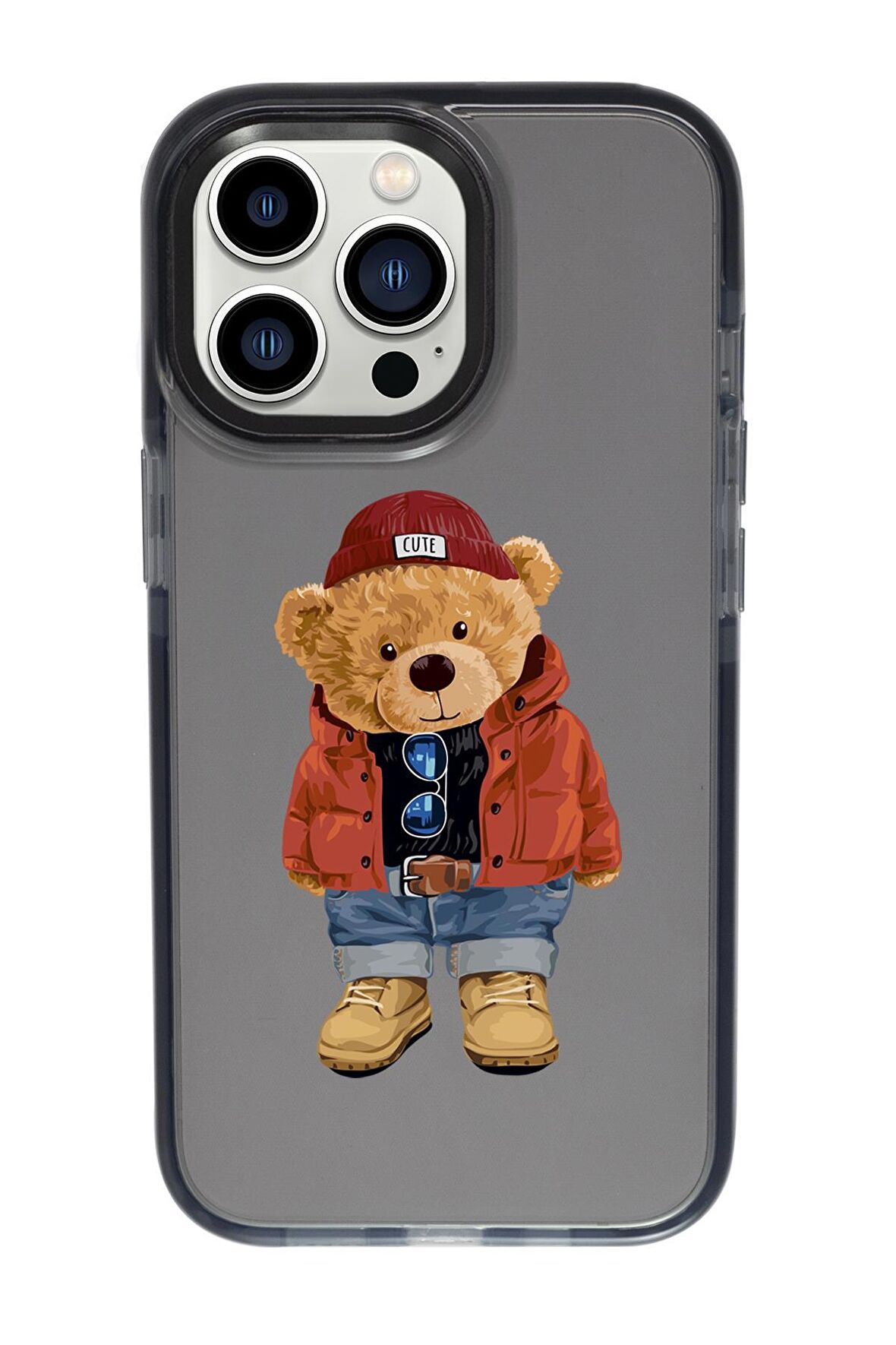 iPhone 13 Pro Teddy Bear Candy Bumper Darbe Emci Silikonlu Telefon Kılıfı
