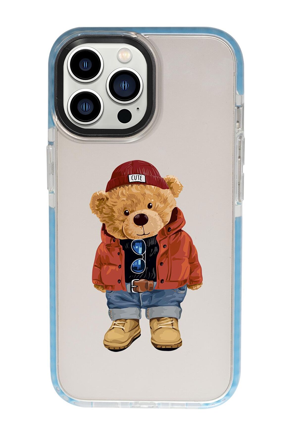 iPhone 13 Pro Teddy Bear Candy Bumper Darbe Emci Silikonlu Telefon Kılıfı