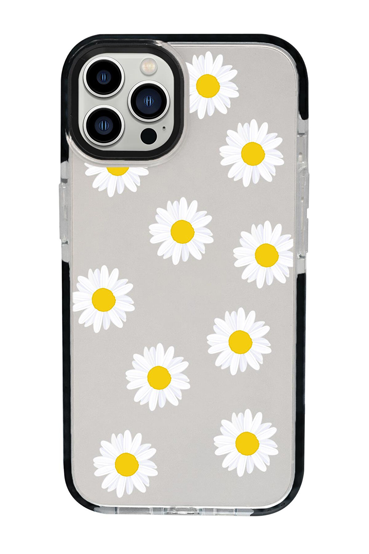 iPhone 15 Pro Max Uyumlu Bahar Papatyaları Desenli Candy Bumper Darbe Emci Silikonlu Telefon Kılıfı 