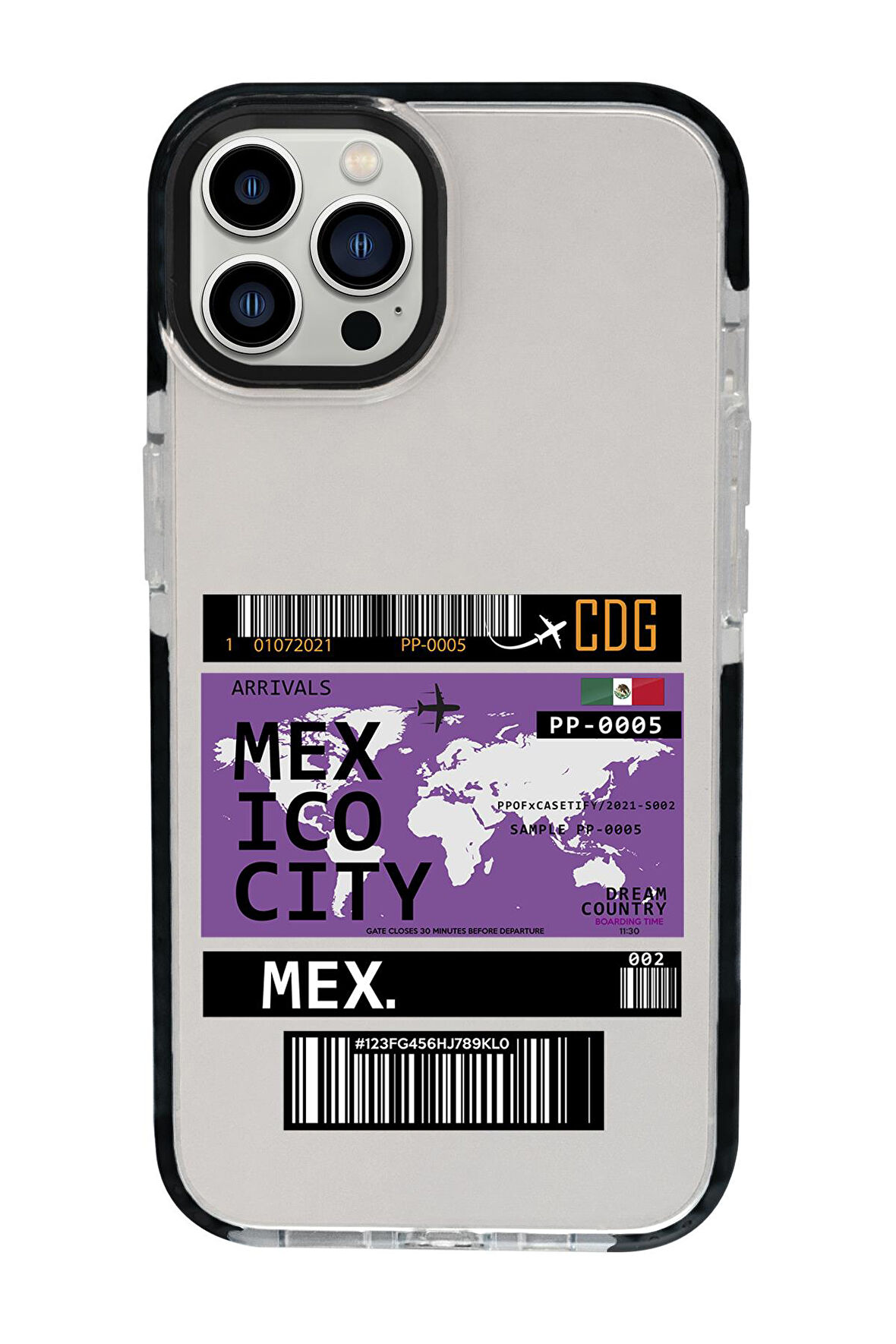 iPhone 15 Pro Max Uyumlu Mexico Ticket Desenli Candy Bumper Darbe Emci Silikonlu Telefon Kılıfı 