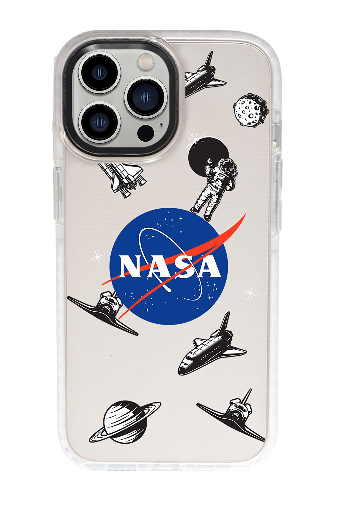 iPhone 15 Pro Max Uyumlu Nasa Desenli Candy Bumper Darbe Emci Silikonlu Telefon Kılıfı 