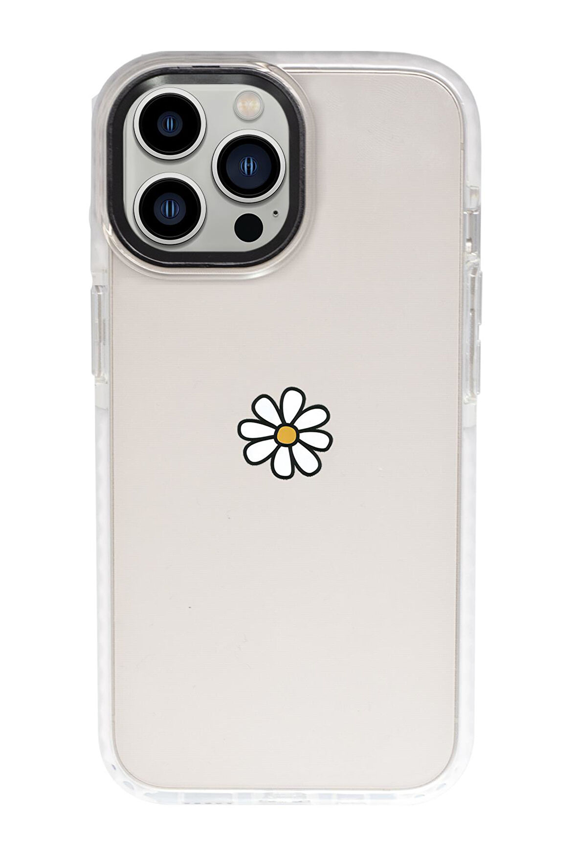 iPhone 15 Pro Max Uyumlu Papatya Desenli Candy Bumper Darbe Emci Silikonlu Telefon Kılıfı 