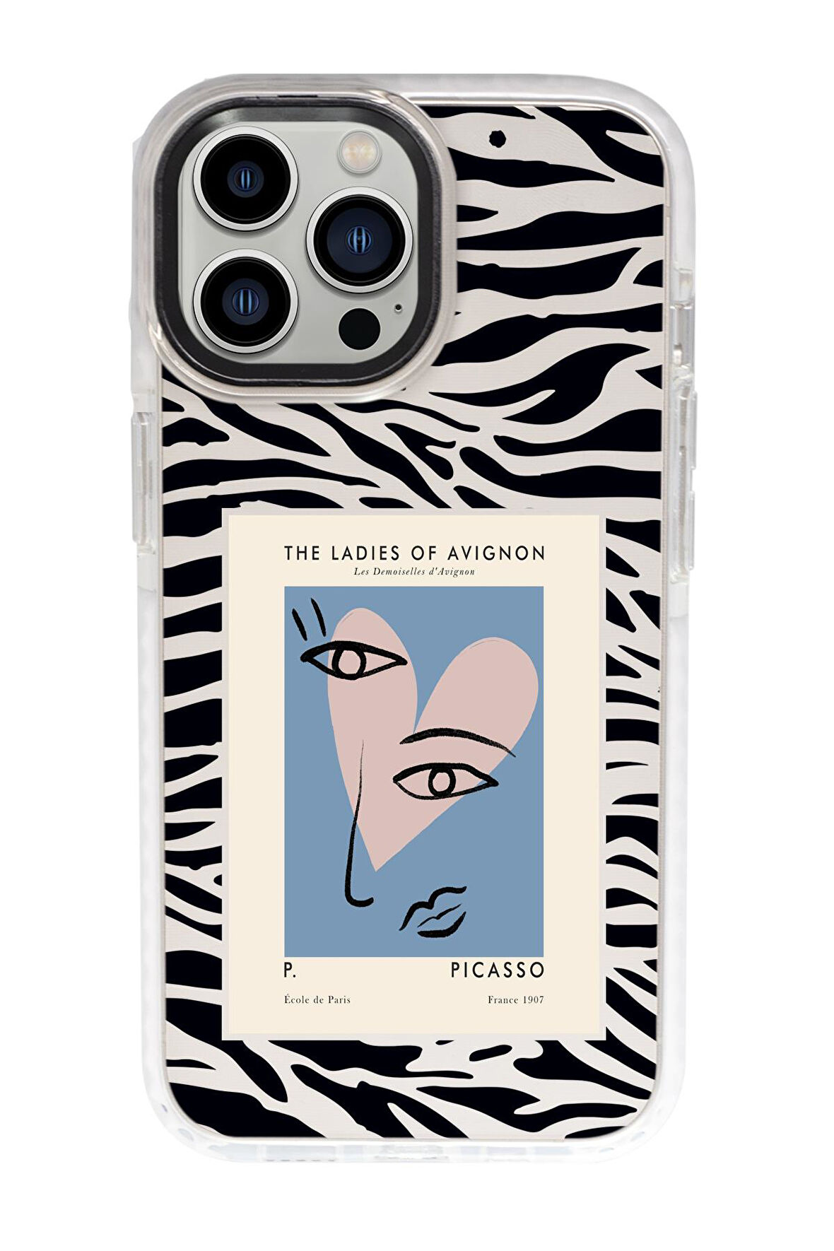 iPhone 15 Pro Max Uyumlu Picasso Desenli Candy Bumper Darbe Emci Silikonlu Telefon Kılıfı 