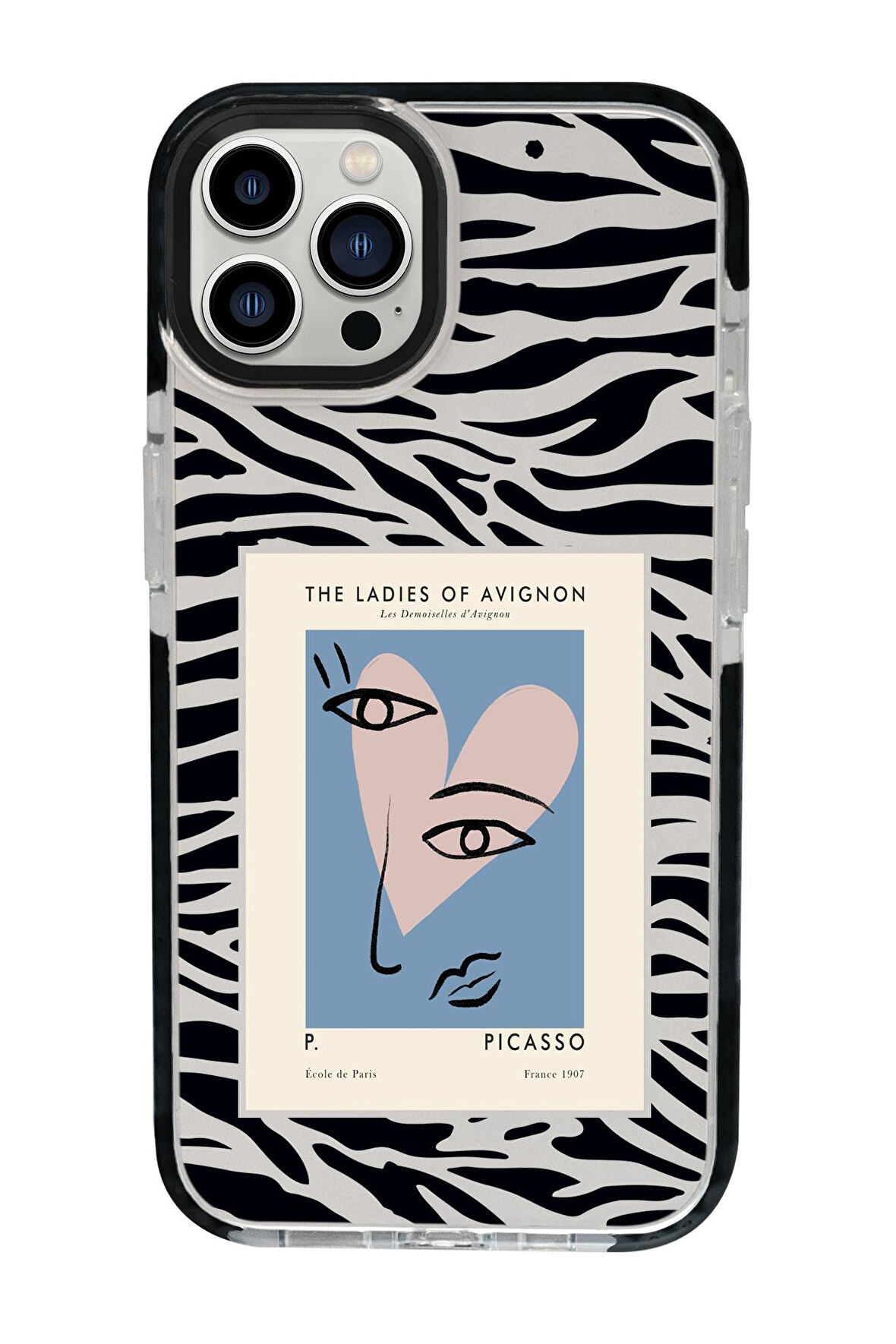 iPhone 15 Pro Max Uyumlu Picasso Desenli Candy Bumper Darbe Emci Silikonlu Telefon Kılıfı 