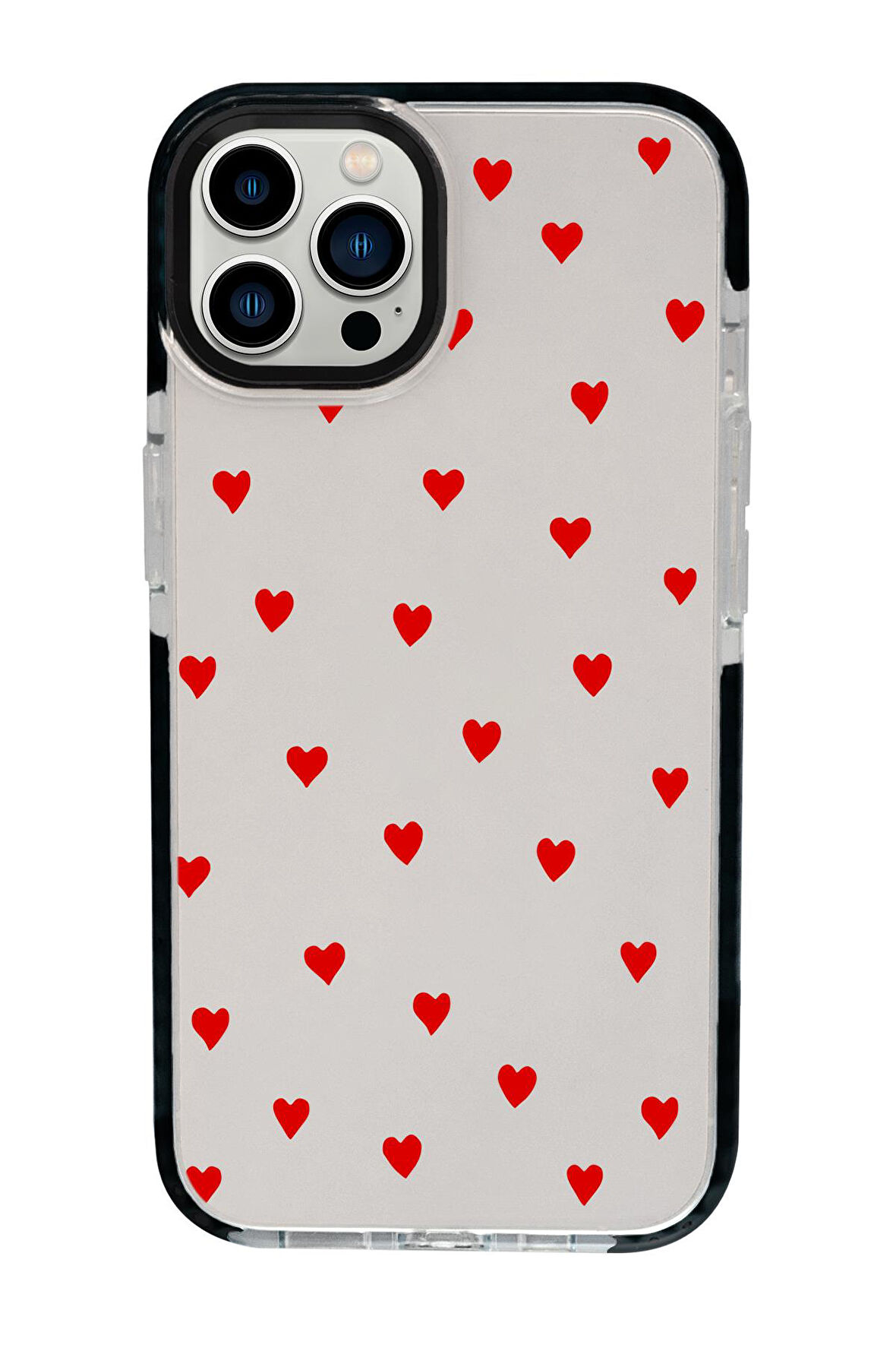 iPhone 15 Pro Max Uyumlu Sevimli Kalpler Desenli Candy Bumper Darbe Emci Silikonlu Telefon Kılıfı mchzr