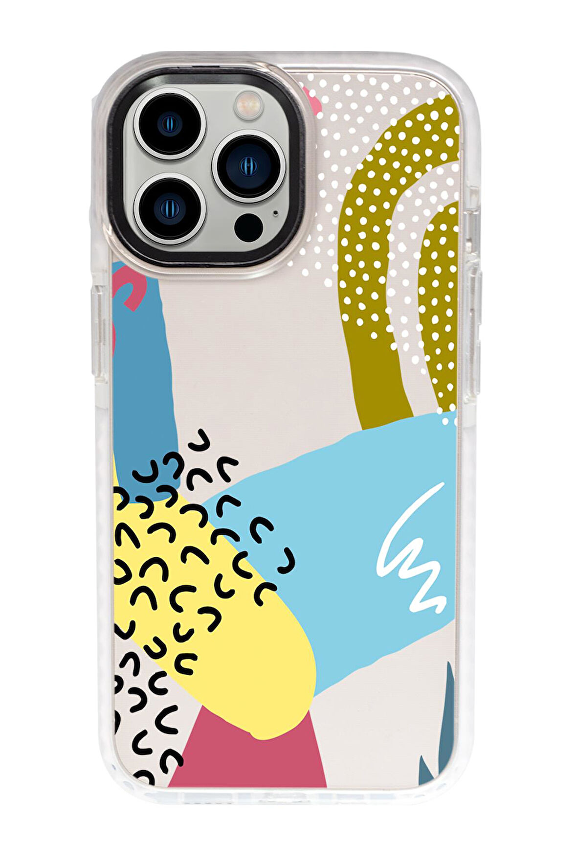 iPhone 15 Pro Max Uyumlu Colorful Pattern Desenli Candy Bumper Darbe Emci Silikonlu Telefon Kılıfı 