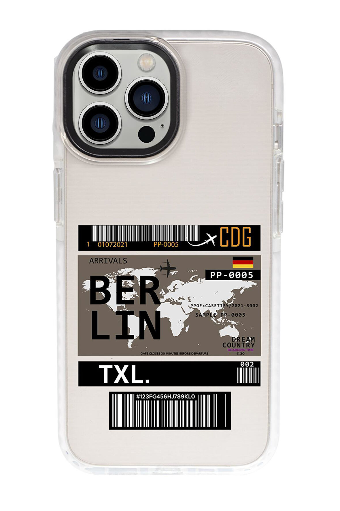 iPhone 15 Pro Uyumlu Berlin Ticket Desenli Candy Bumper Darbe Emci Silikonlu Telefon Kılıfı 