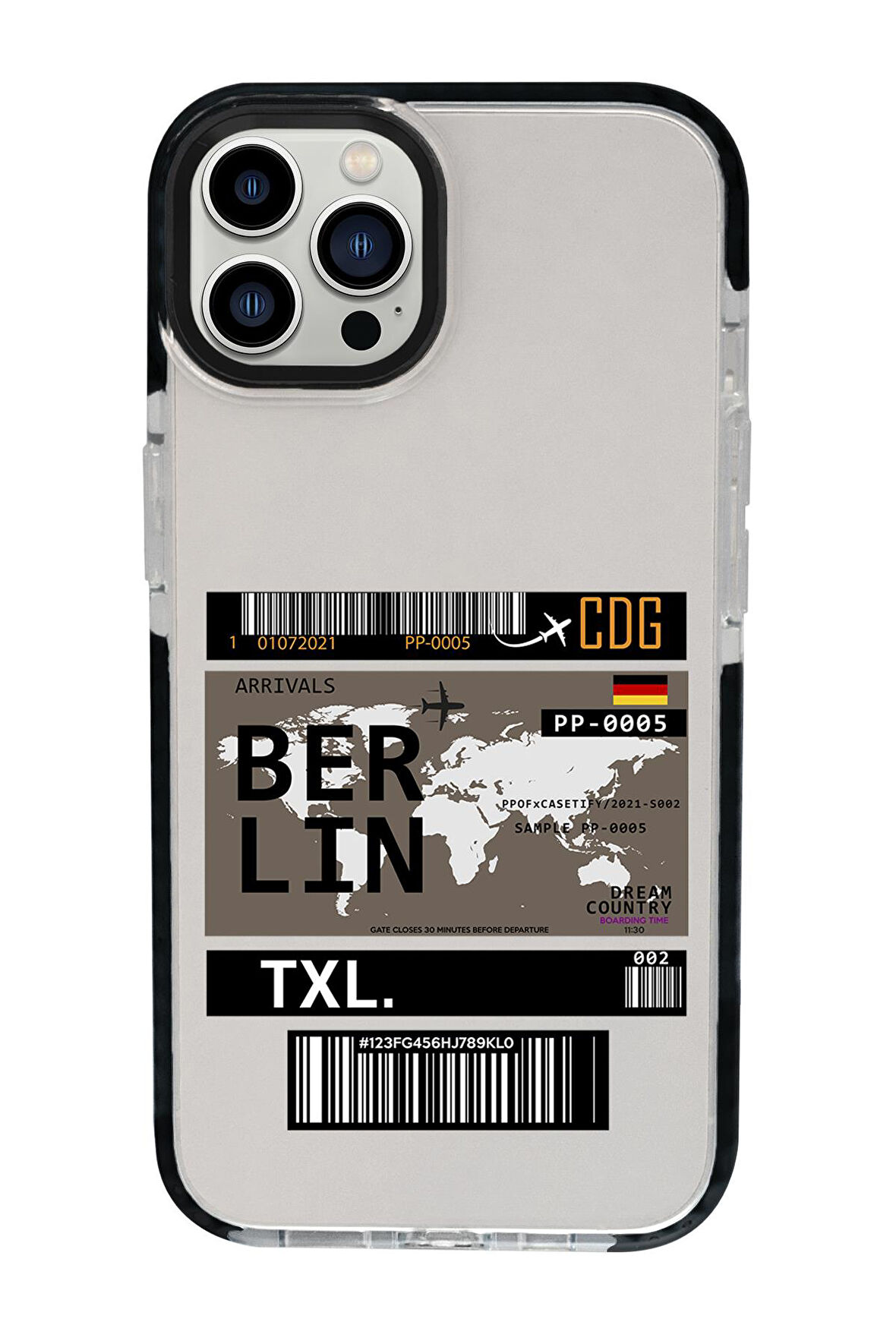 iPhone 15 Pro Uyumlu Berlin Ticket Desenli Candy Bumper Darbe Emci Silikonlu Telefon Kılıfı 