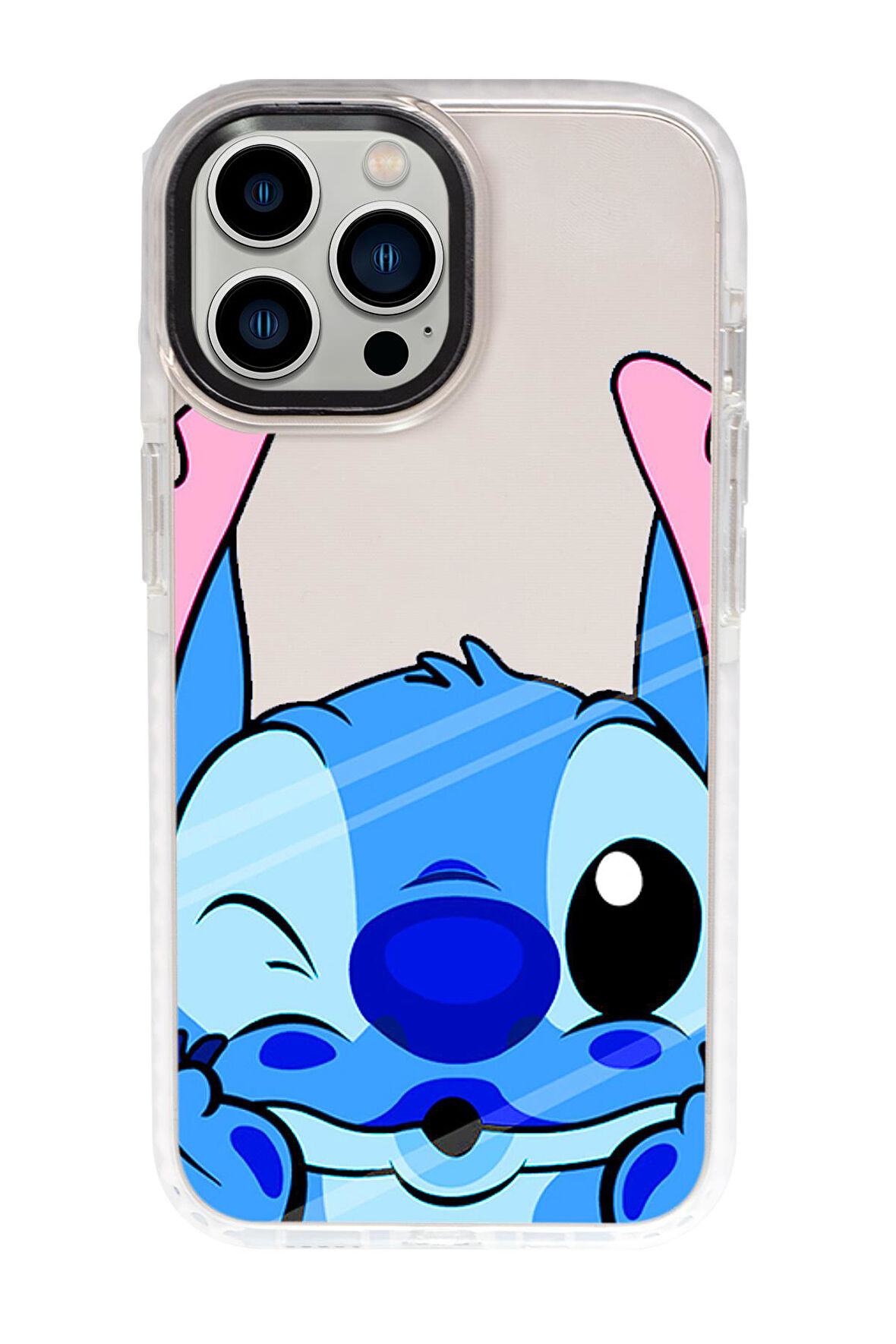 iPhone 15 Pro Uyumlu Stitch Desenli Candy Bumper Darbe Emci Silikonlu Telefon Kılıfı 