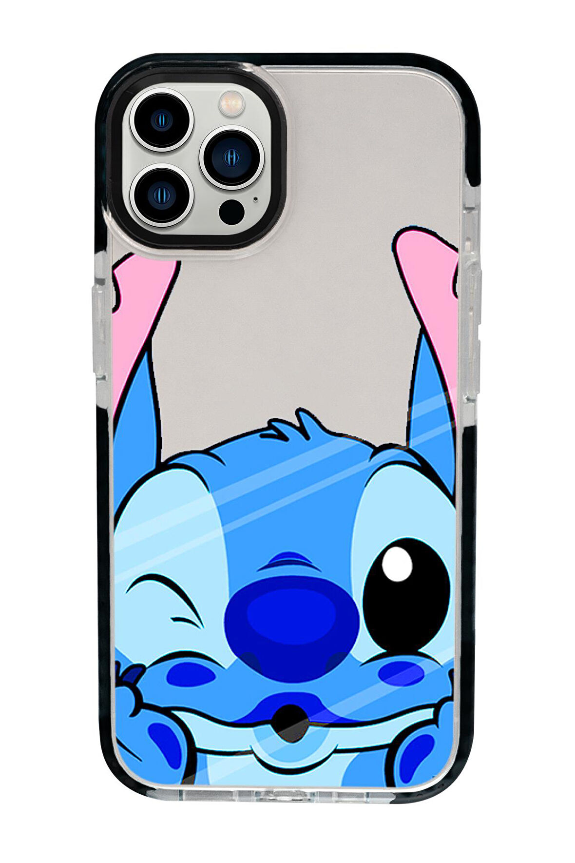 iPhone 15 Pro Uyumlu Stitch Desenli Candy Bumper Darbe Emci Silikonlu Telefon Kılıfı 
