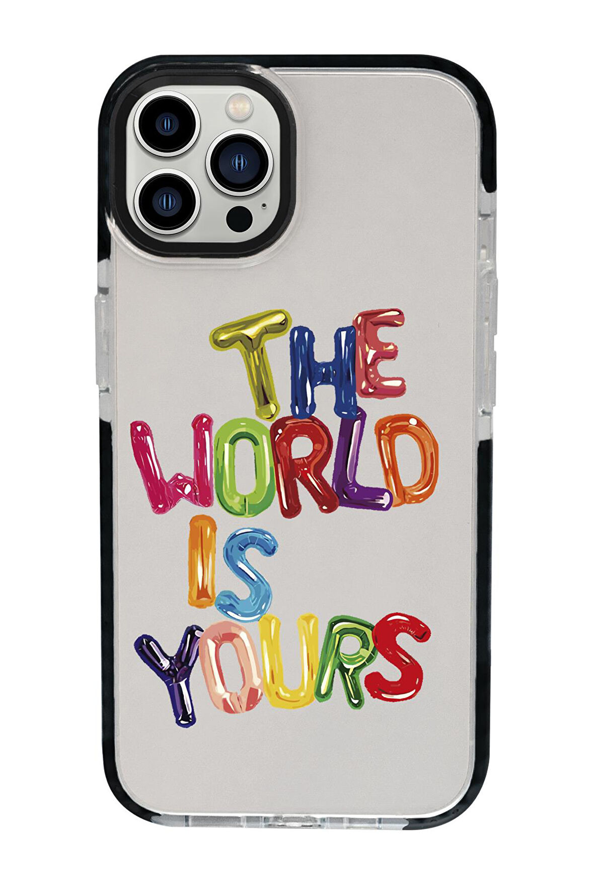 iPhone 15 Pro Uyumlu The World Desenli Candy Bumper Darbe Emci Silikonlu Telefon Kılıfı 