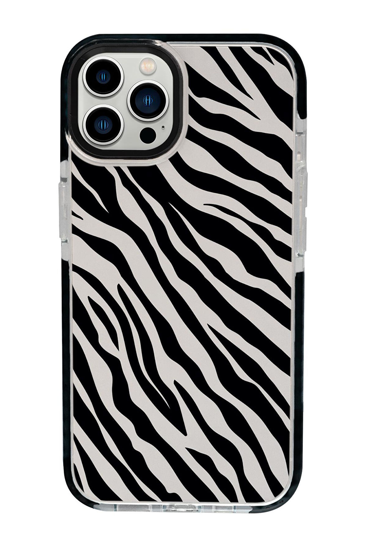 iPhone 15 Pro Uyumlu Zebra Pattern Desenli Candy Bumper Darbe Emci Silikonlu Telefon Kılıfı 