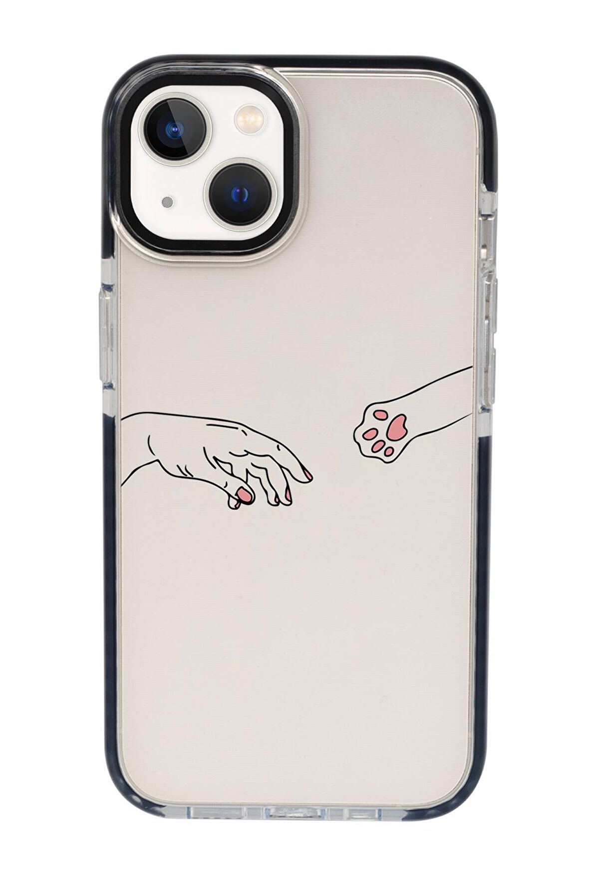 iPhone 15 Uyumlu Hand and Paw Desenli Candy Bumper Darbe Emci Silikonlu Telefon Kılıfı 