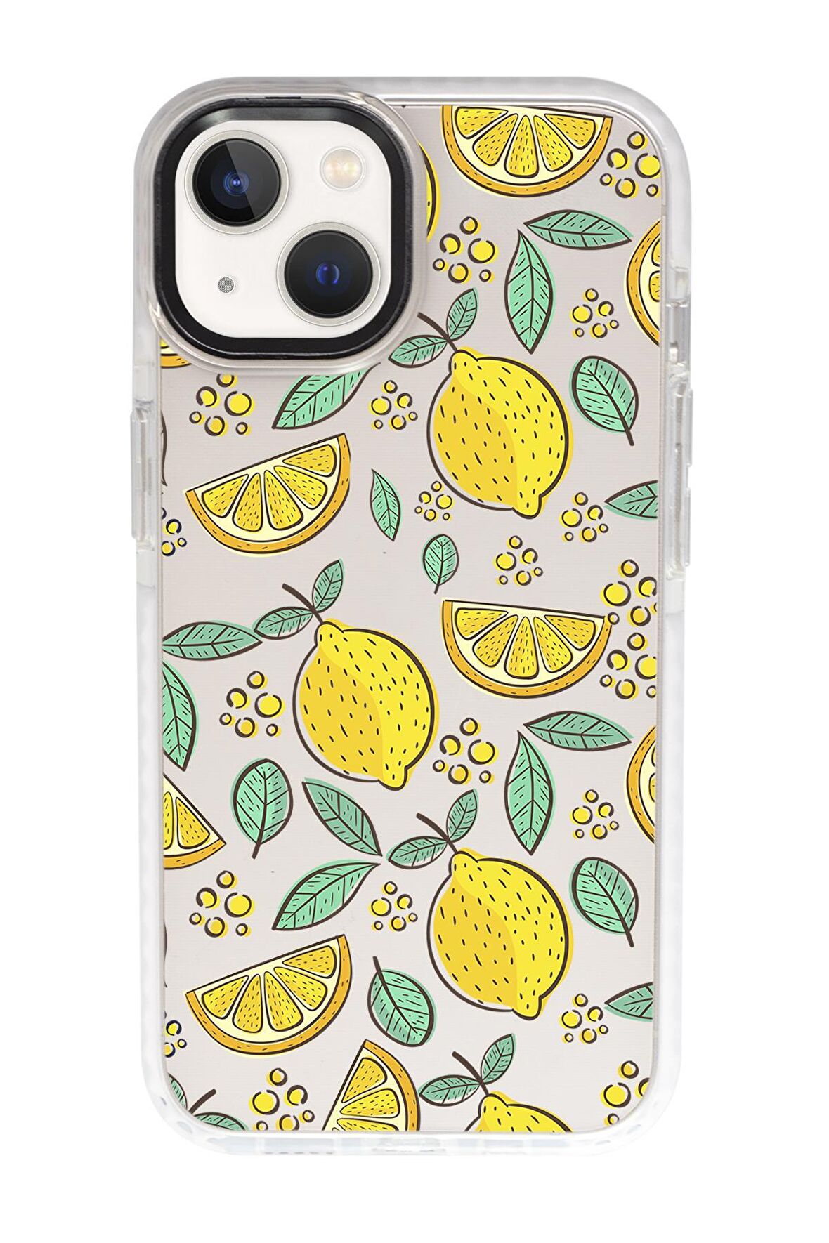 iPhone 15 Uyumlu Limon Desenli Candy Bumper Darbe Emci Silikonlu Telefon Kılıfı 