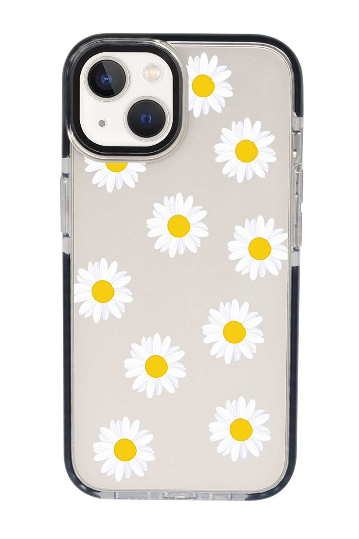 iPhone 15 Uyumlu Bahar Papatyaları Desenli Candy Bumper Darbe Emci Silikonlu Telefon Kılıfı 