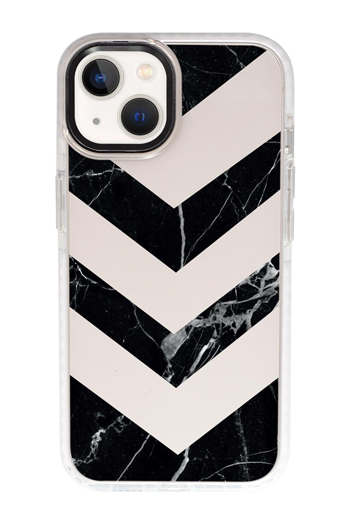 iPhone 15 Uyumlu Mermer Üçgen Desenli Candy Bumper Darbe Emci Silikonlu Telefon Kılıfı 