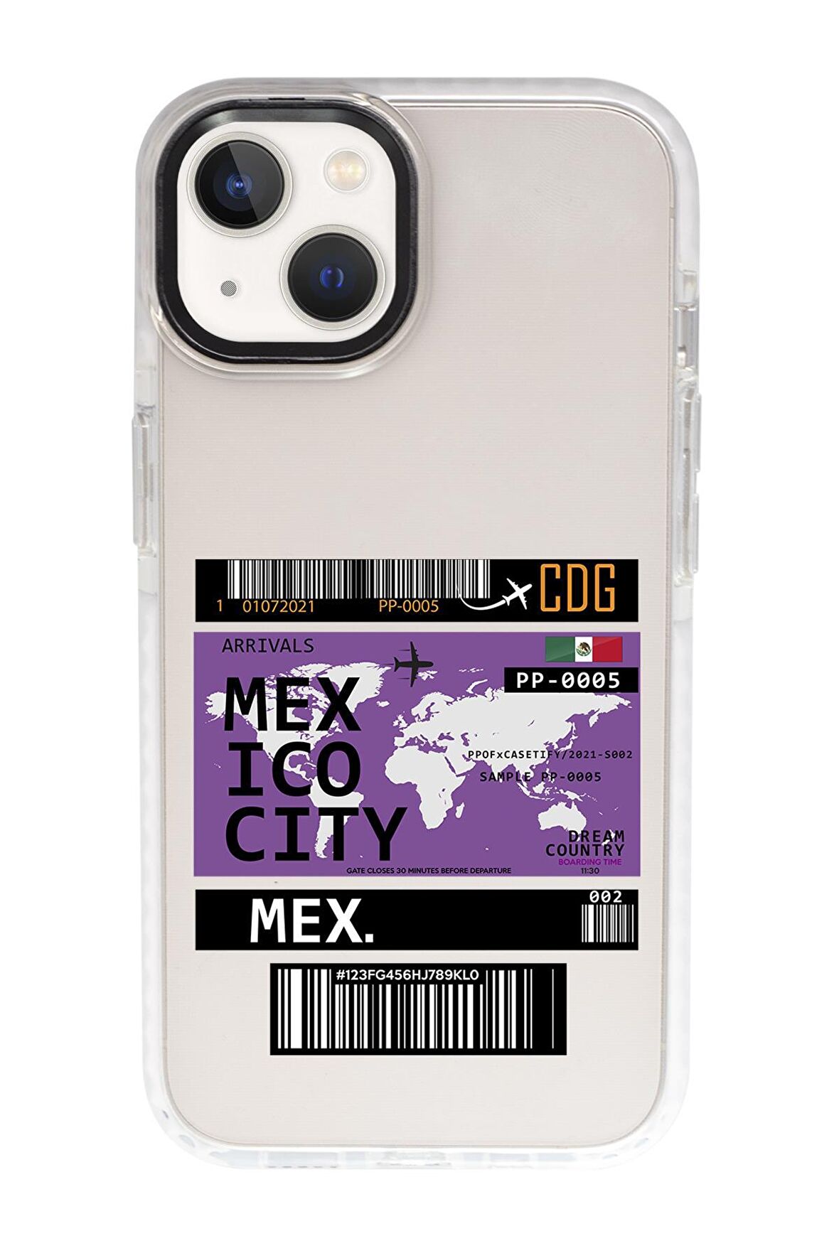 iPhone 15 Uyumlu Mexico Ticket Desenli Candy Bumper Darbe Emci Silikonlu Telefon Kılıfı 