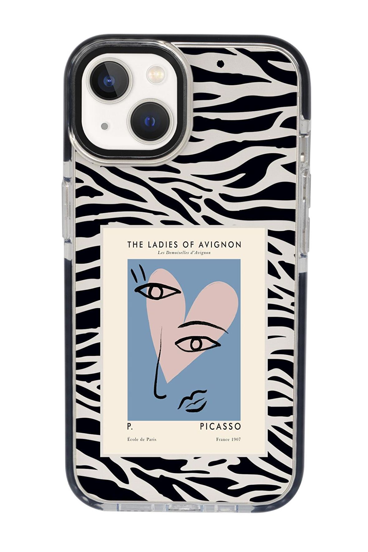 iPhone 15 Uyumlu Picasso Desenli Candy Bumper Darbe Emci Silikonlu Telefon Kılıfı 