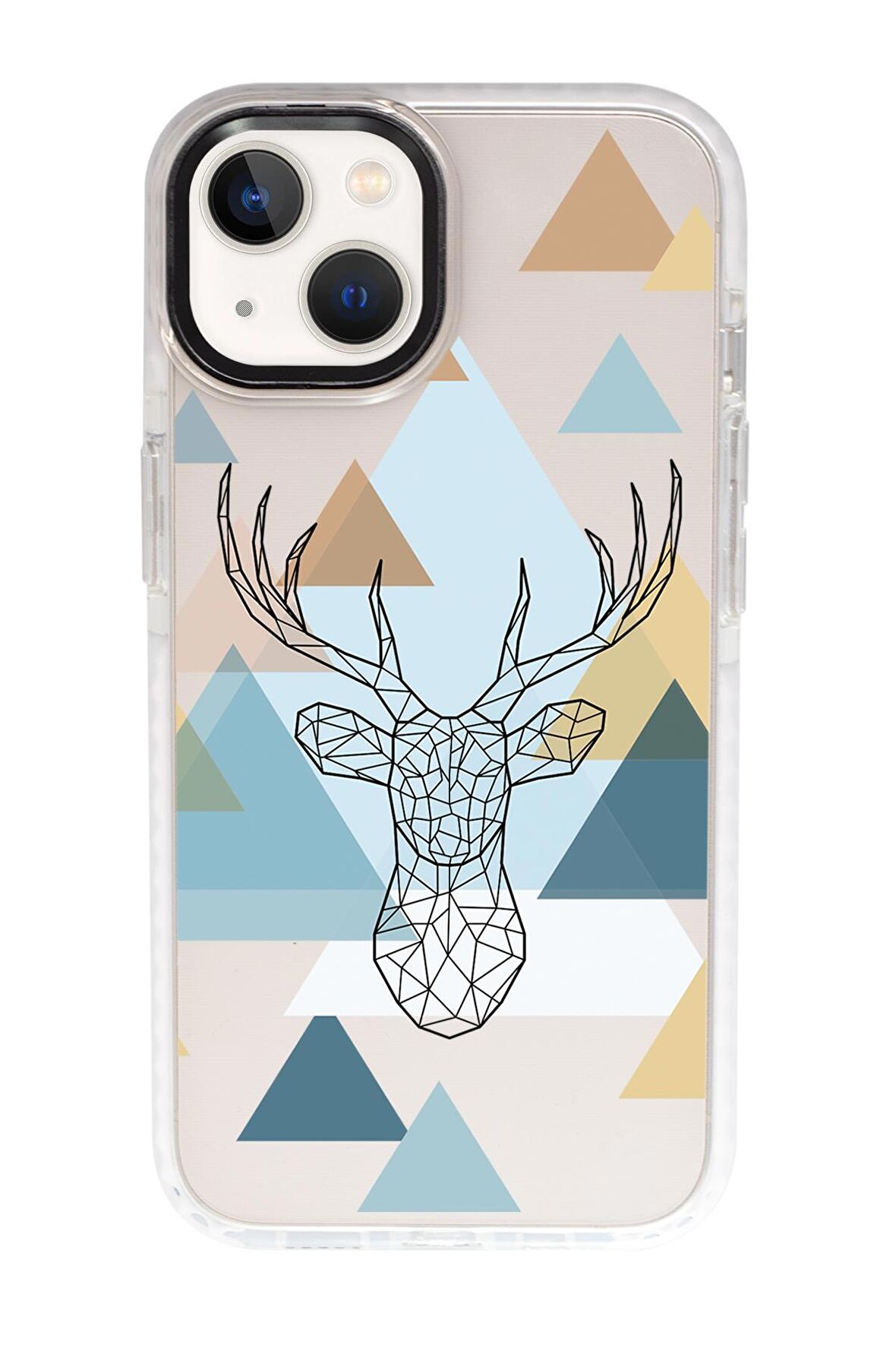 iPhone 15 Uyumlu Polygon Deer Desenli Candy Bumper Darbe Emci Silikonlu Telefon Kılıfı 