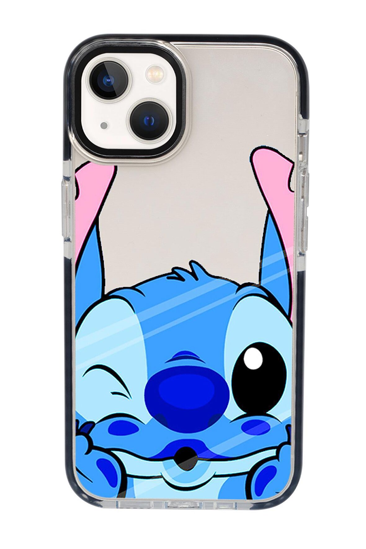iPhone 15 Uyumlu Stitch Desenli Candy Bumper Darbe Emci Silikonlu Telefon Kılıfı 