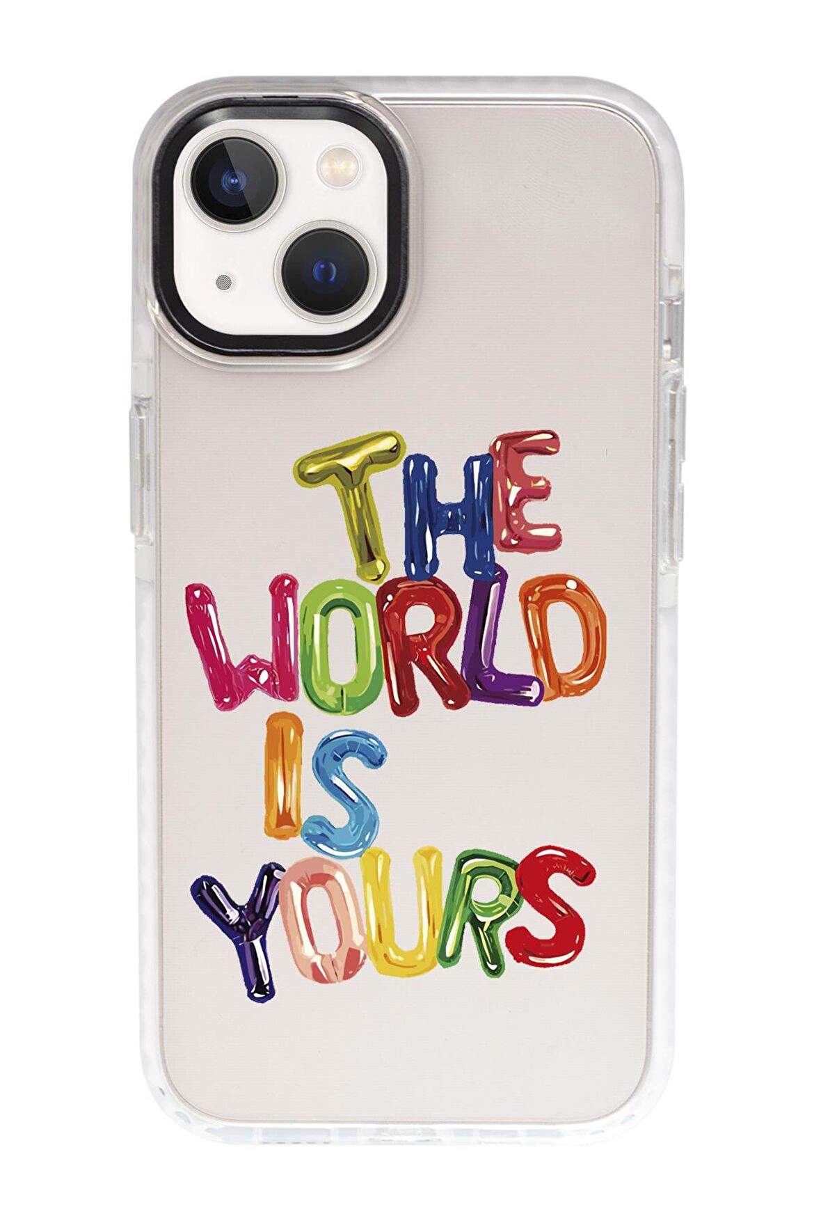 iPhone 15 Uyumlu The World Desenli Candy Bumper Darbe Emci Silikonlu Telefon Kılıfı 