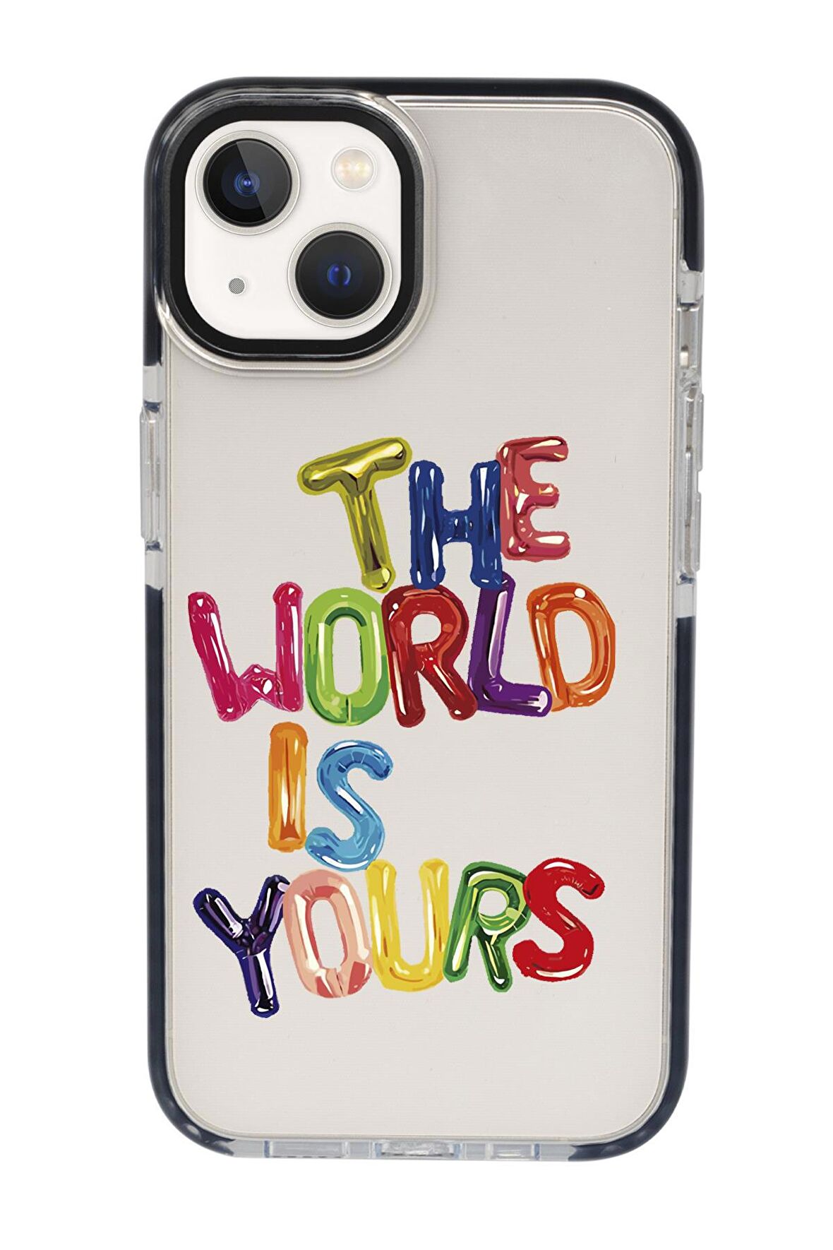 iPhone 15 Uyumlu The World Desenli Candy Bumper Darbe Emci Silikonlu Telefon Kılıfı 