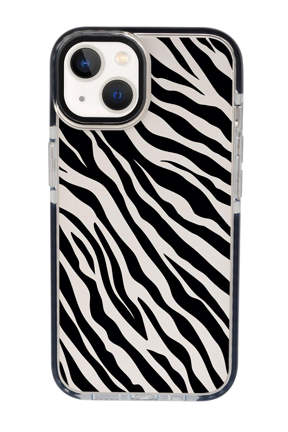iPhone 15 Uyumlu Zebra Pattern Desenli Candy Bumper Darbe Emci Silikonlu Telefon Kılıfı 