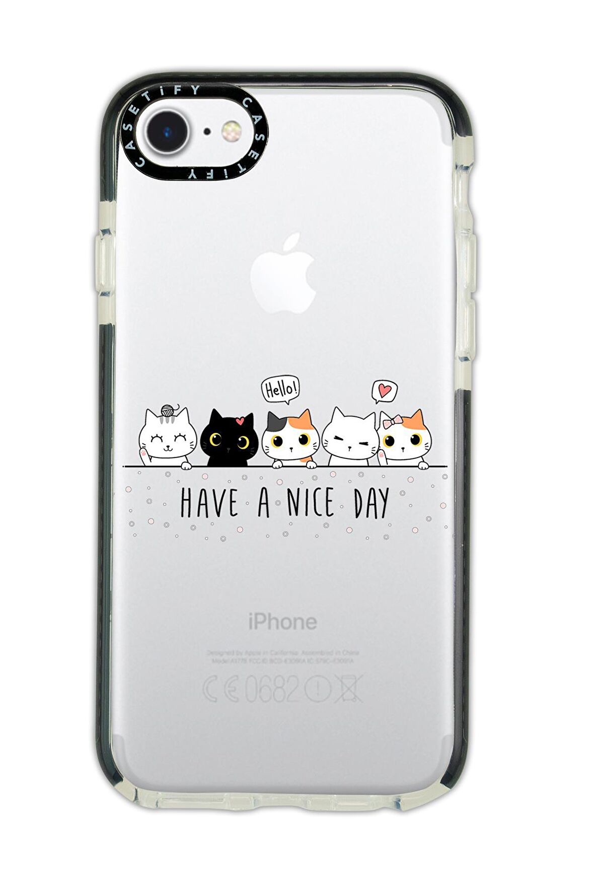 iPhone 6 Casetify Şirin Kedicikler Desenli Anti Shock Premium Silikonlu Siyah Kenar Detaylı Telefon Kılıfı