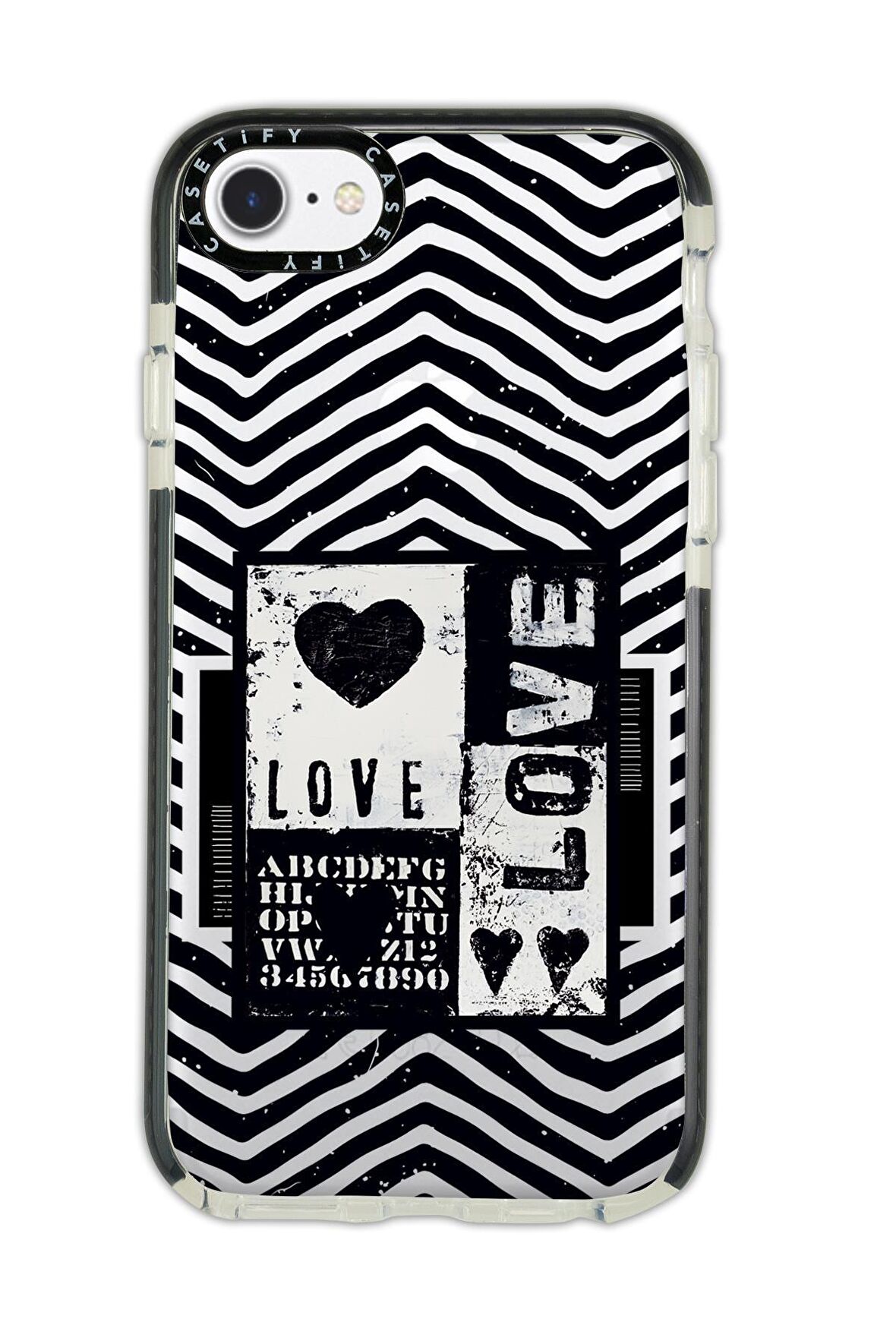 iPhone 7 Casetify Black Love Desenli Anti Shock Premium Silikonlu Siyah Kenar Detaylı Telefon Kılıfı