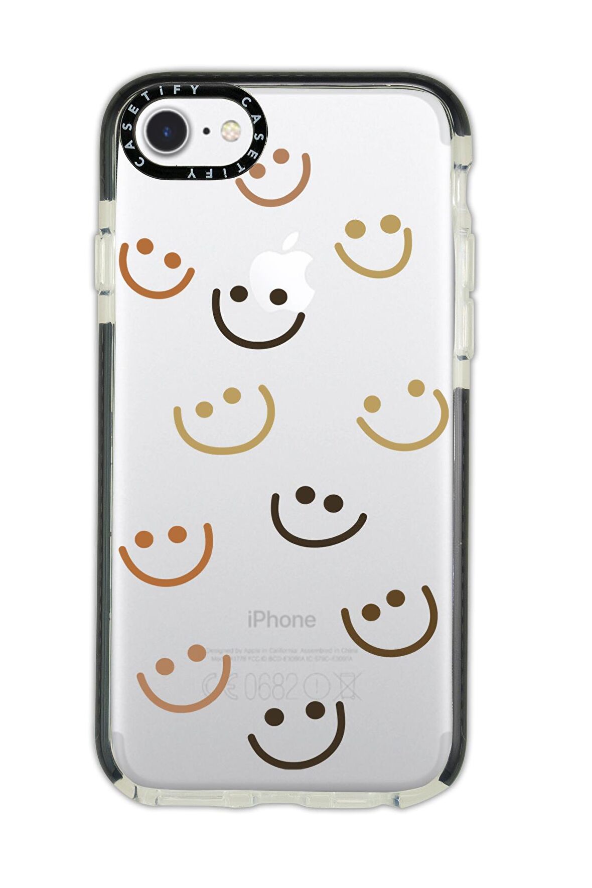 iPhone 8 Casetify Smile Desenli Anti Shock Premium Silikonlu Siyah Kenar Detaylı Telefon Kılıfı