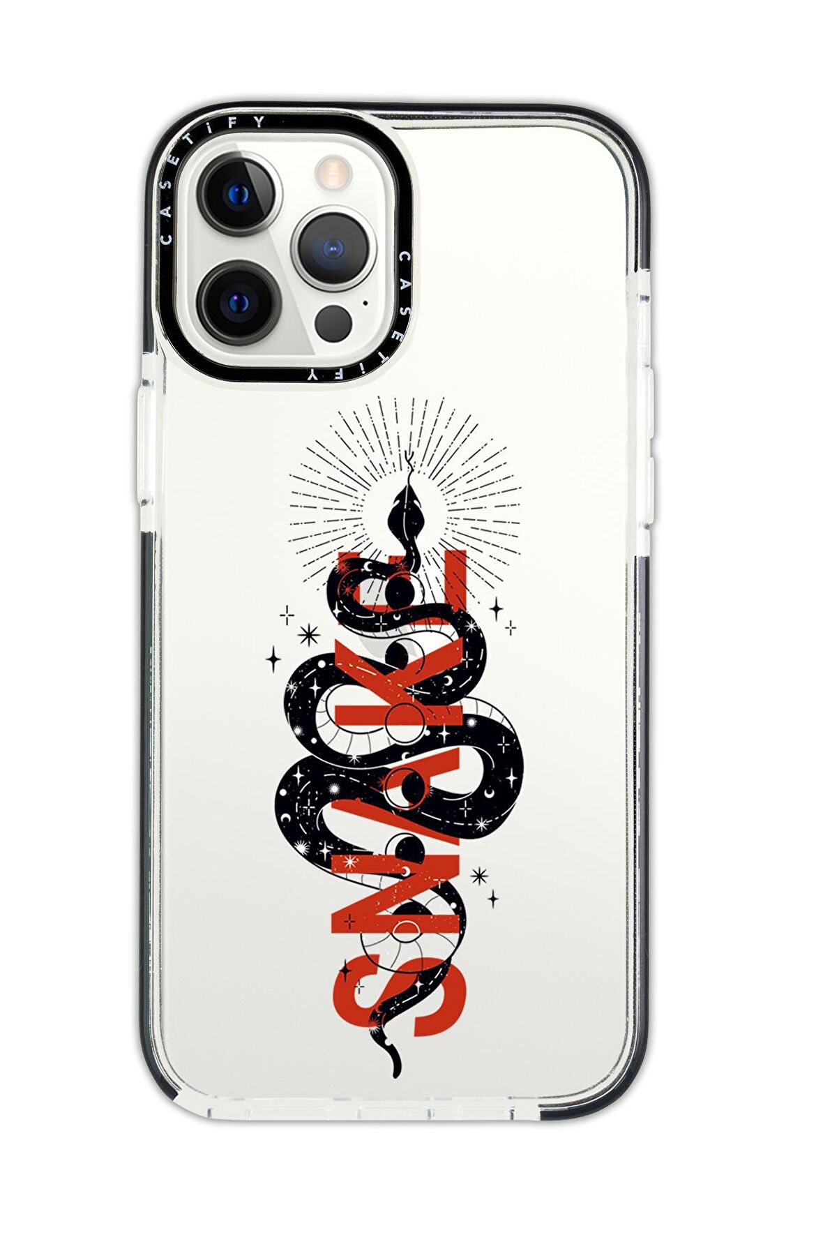iPhone 11 Pro Casetify Snake Desenli Anti Shock Premium Silikonlu Siyah Kenar Detaylı Telefon Kılıfı