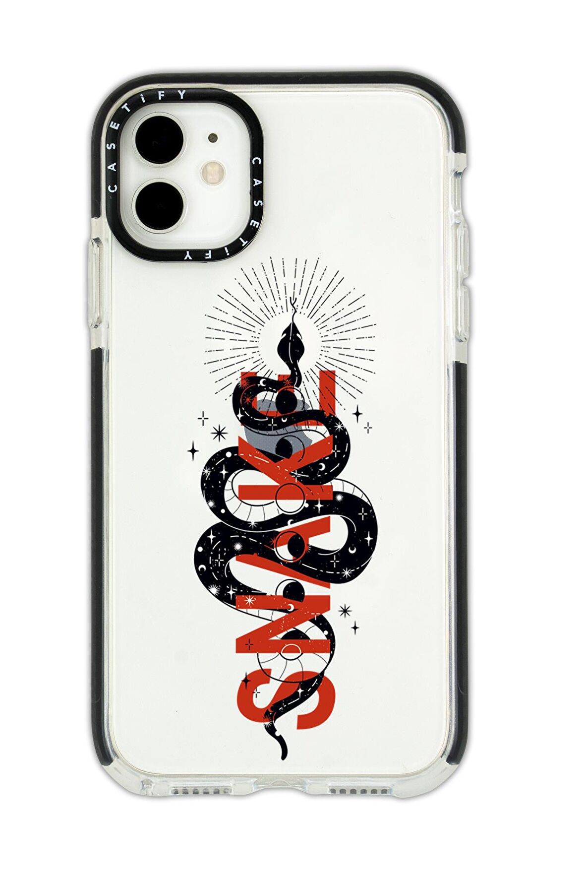 iPhone 12 Casetify Snake Desenli Anti Shock Premium Silikonlu Siyah Kenar Detaylı Telefon Kılıfı