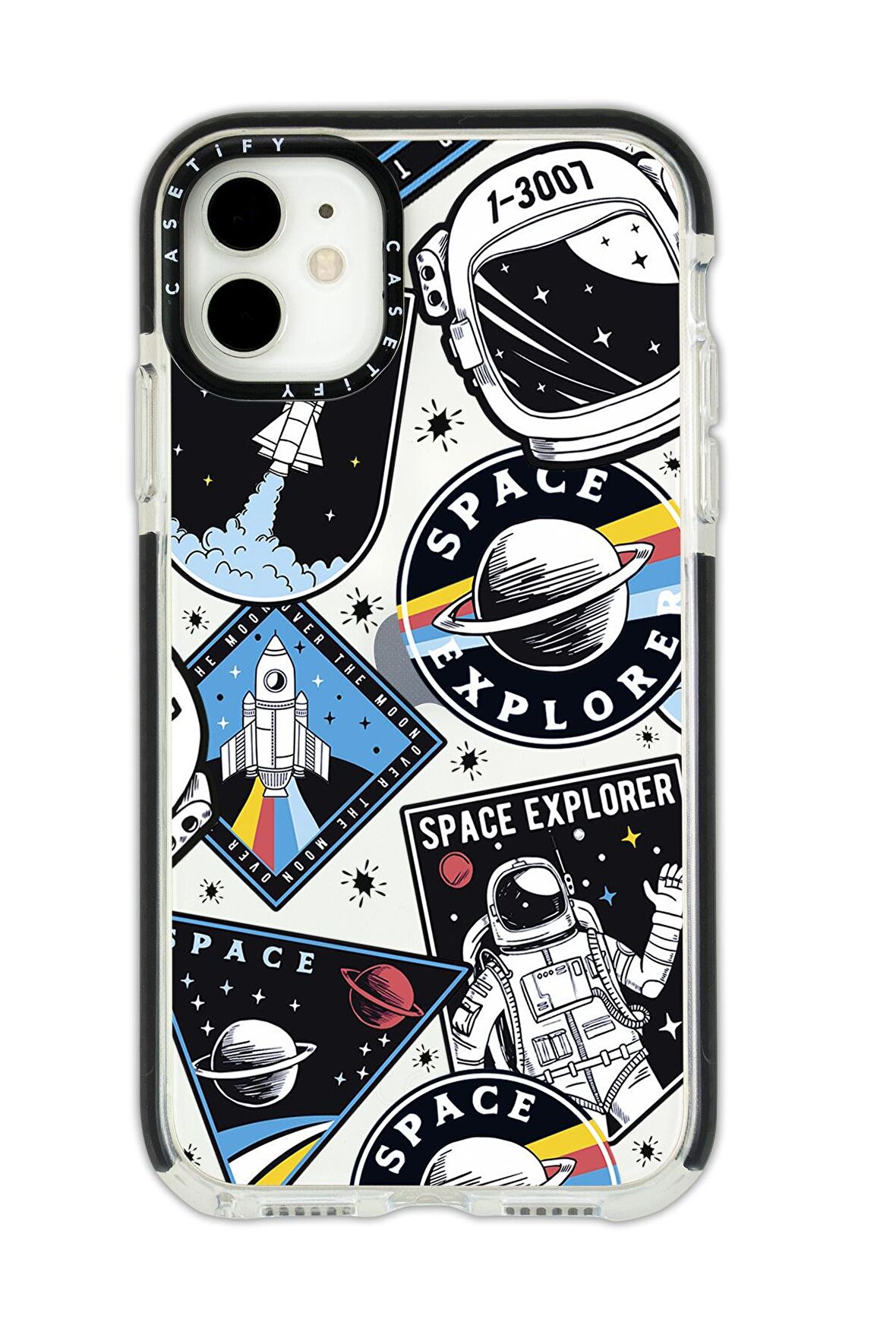 iPhone 11 Casetify Space Desenli Anti Shock Premium Silikonlu Siyah Kenar Detaylı Telefon Kılıfı