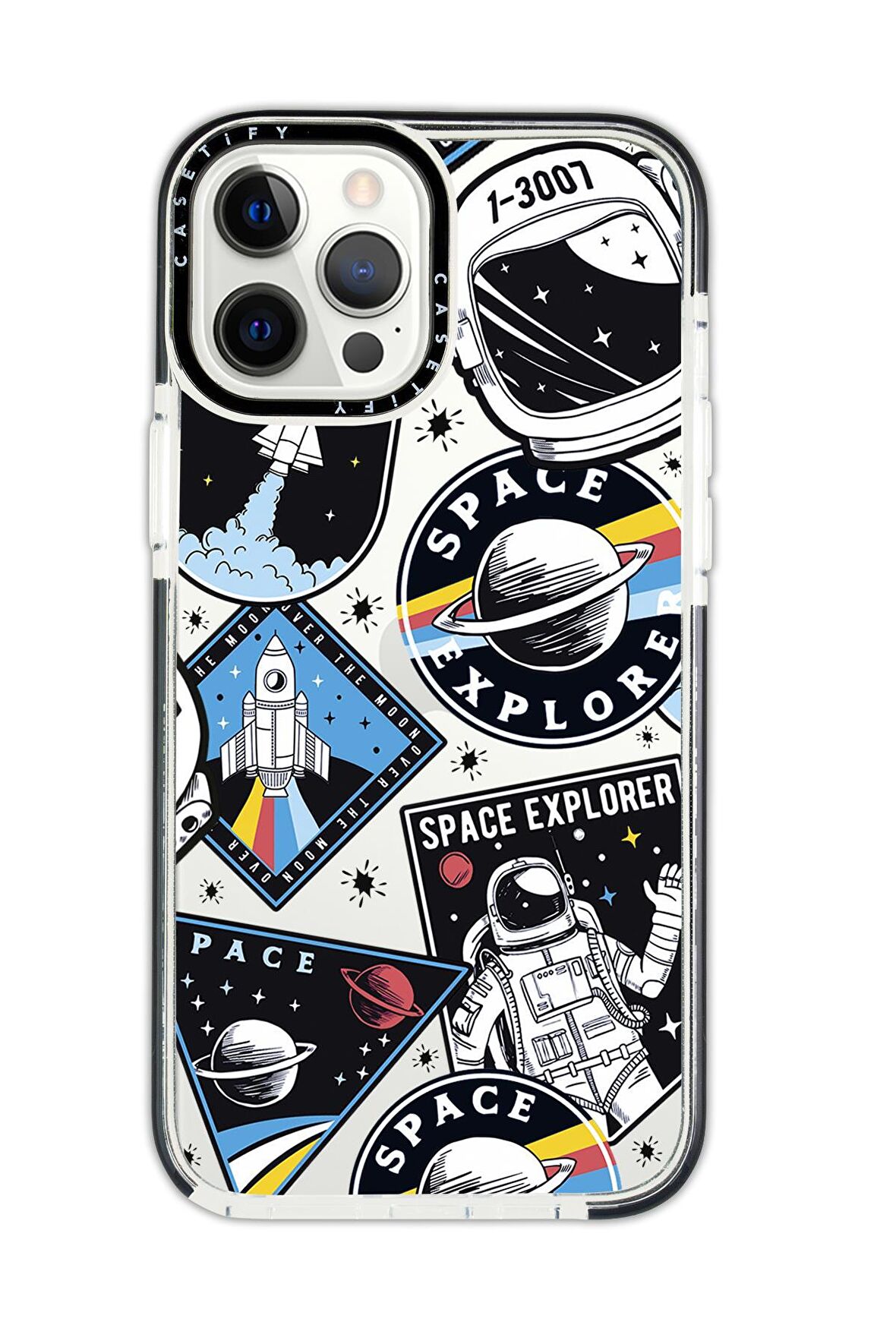 iPhone 11 Pro Casetify Space Desenli Anti Shock Premium Silikonlu Siyah Kenar Detaylı Telefon Kılıfı