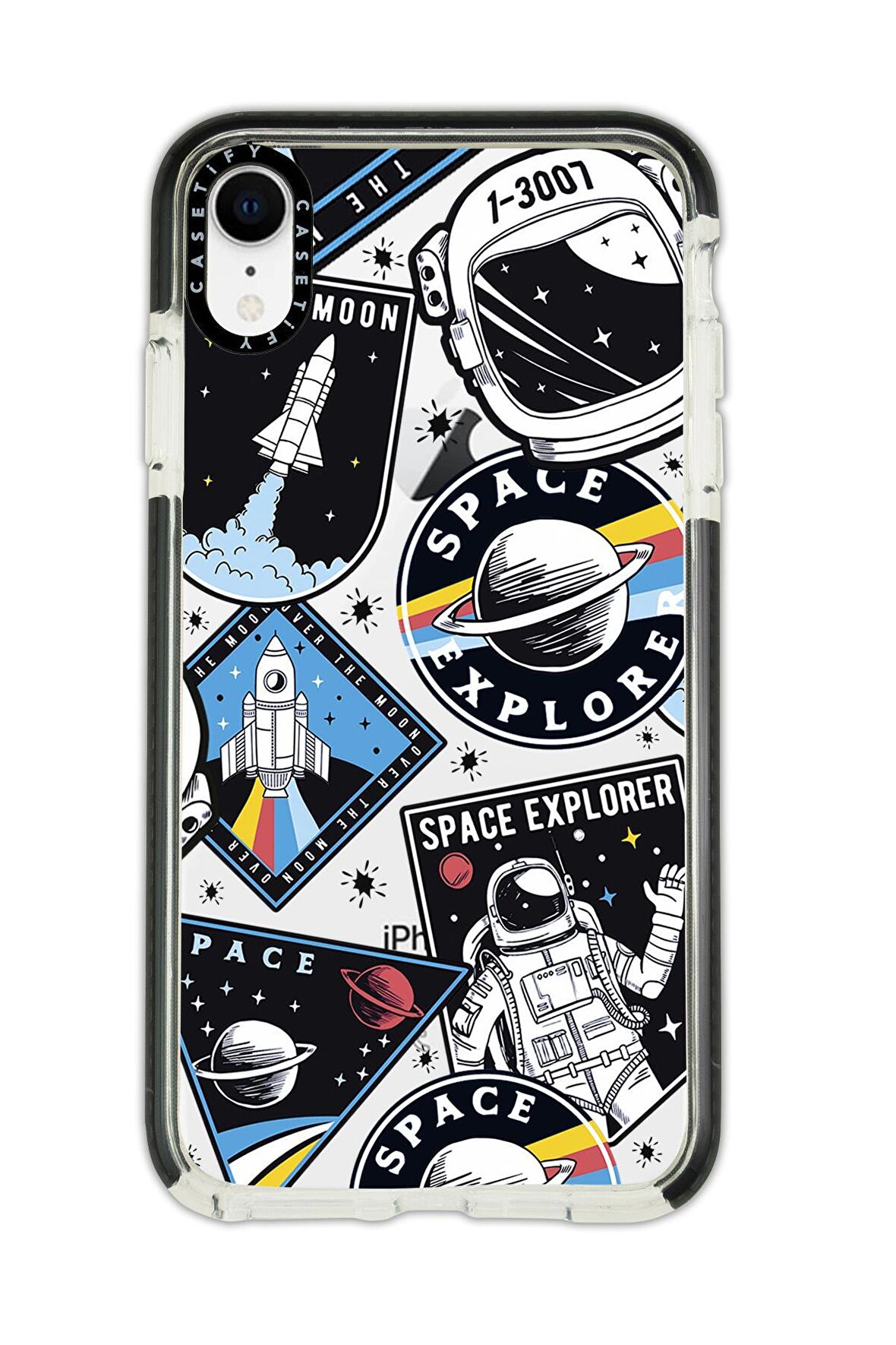 iPhone XR Casetify Space Desenli Anti Shock Premium Silikonlu Siyah Kenar Detaylı Telefon Kılıfı