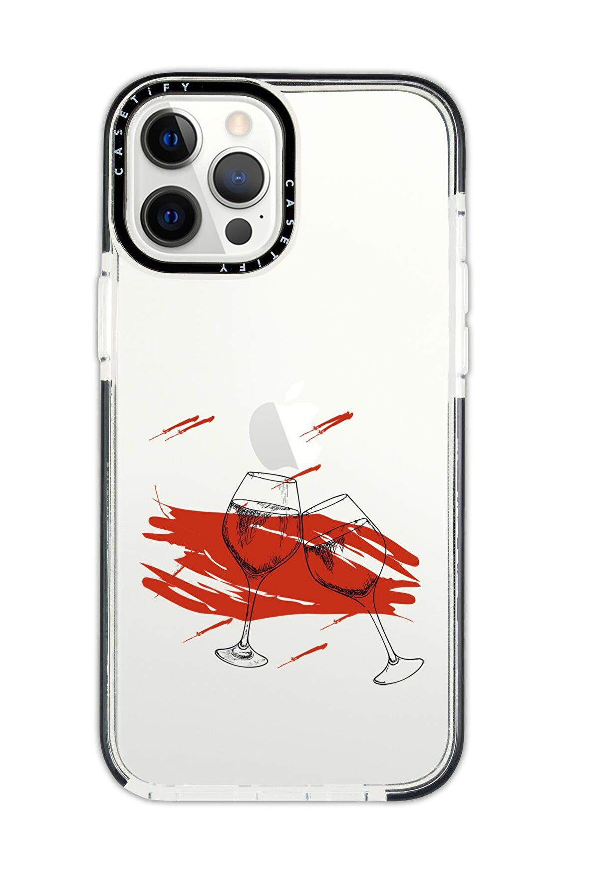 iPhone 12 Pro Casetify Spilled Wine Desenli Anti Shock Premium Silikonlu Siyah Kenar Detaylı Telefon Kılıfı