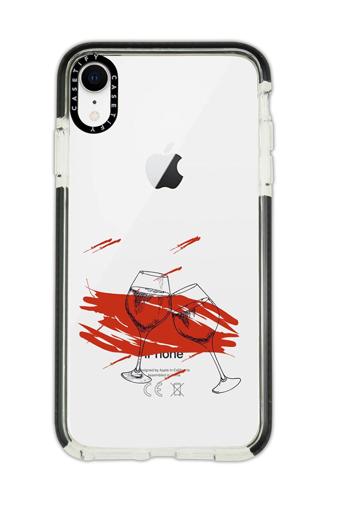 iPhone XR Casetify Spilled Wine Desenli Anti Shock Premium Silikonlu Siyah Kenar Detaylı Telefon Kılıfı