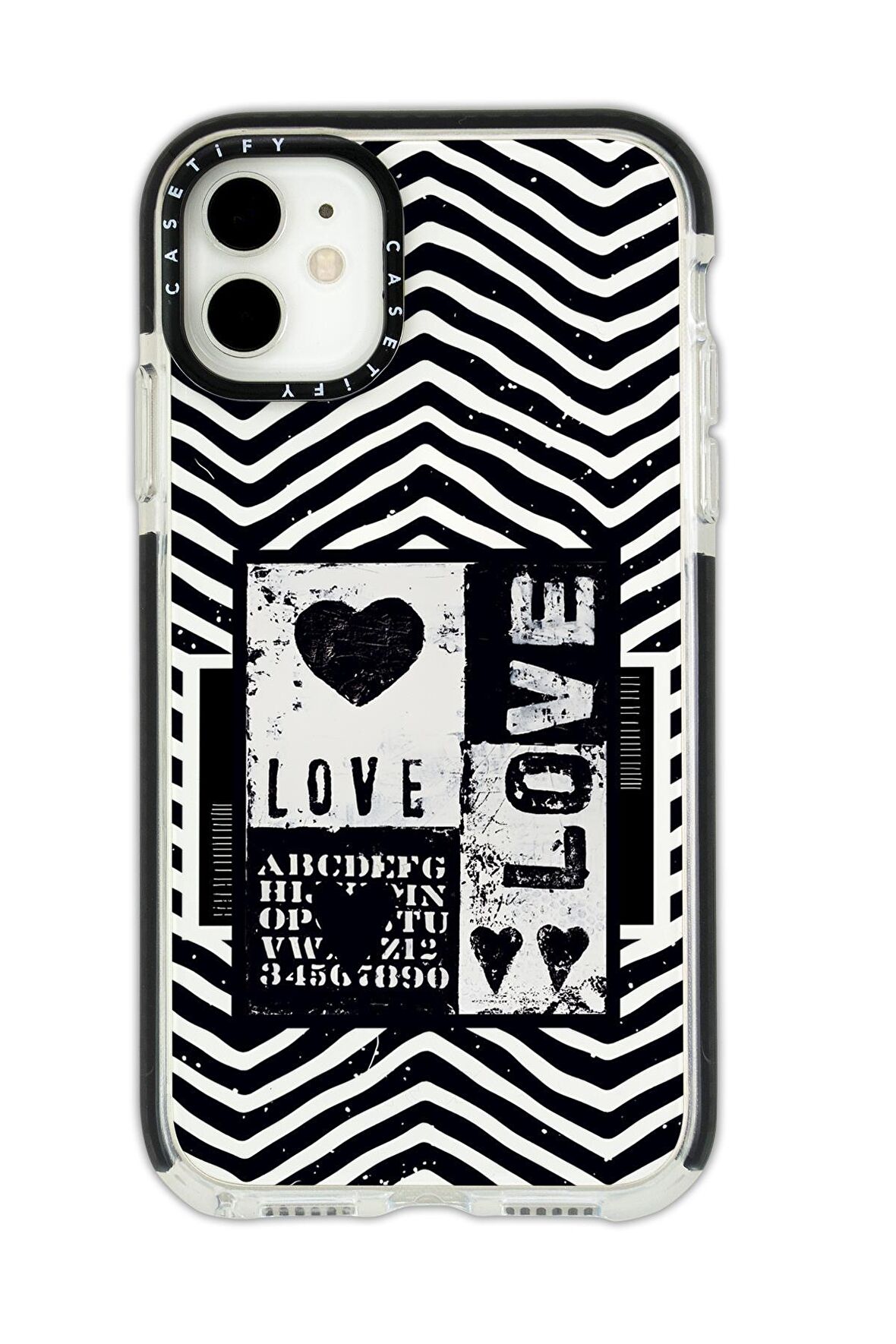 iPhone 12 Casetify Black Love Desenli Anti Shock Premium Silikonlu Siyah Kenar Detaylı Telefon Kılıfı