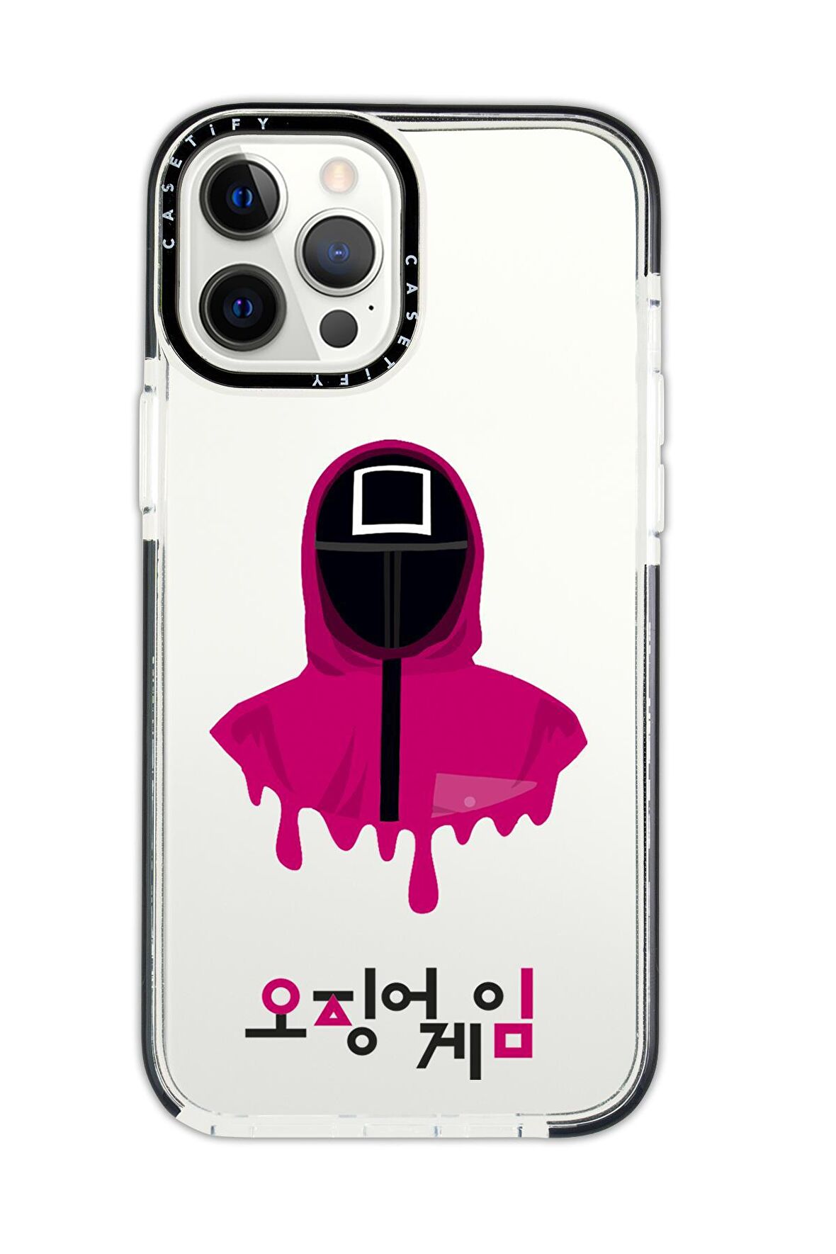 iPhone 12 Pro Max Casetify Squid Game Desenli Anti Shock Premium Silikonlu Siyah Kenar Detaylı Telefon Kılıfı
