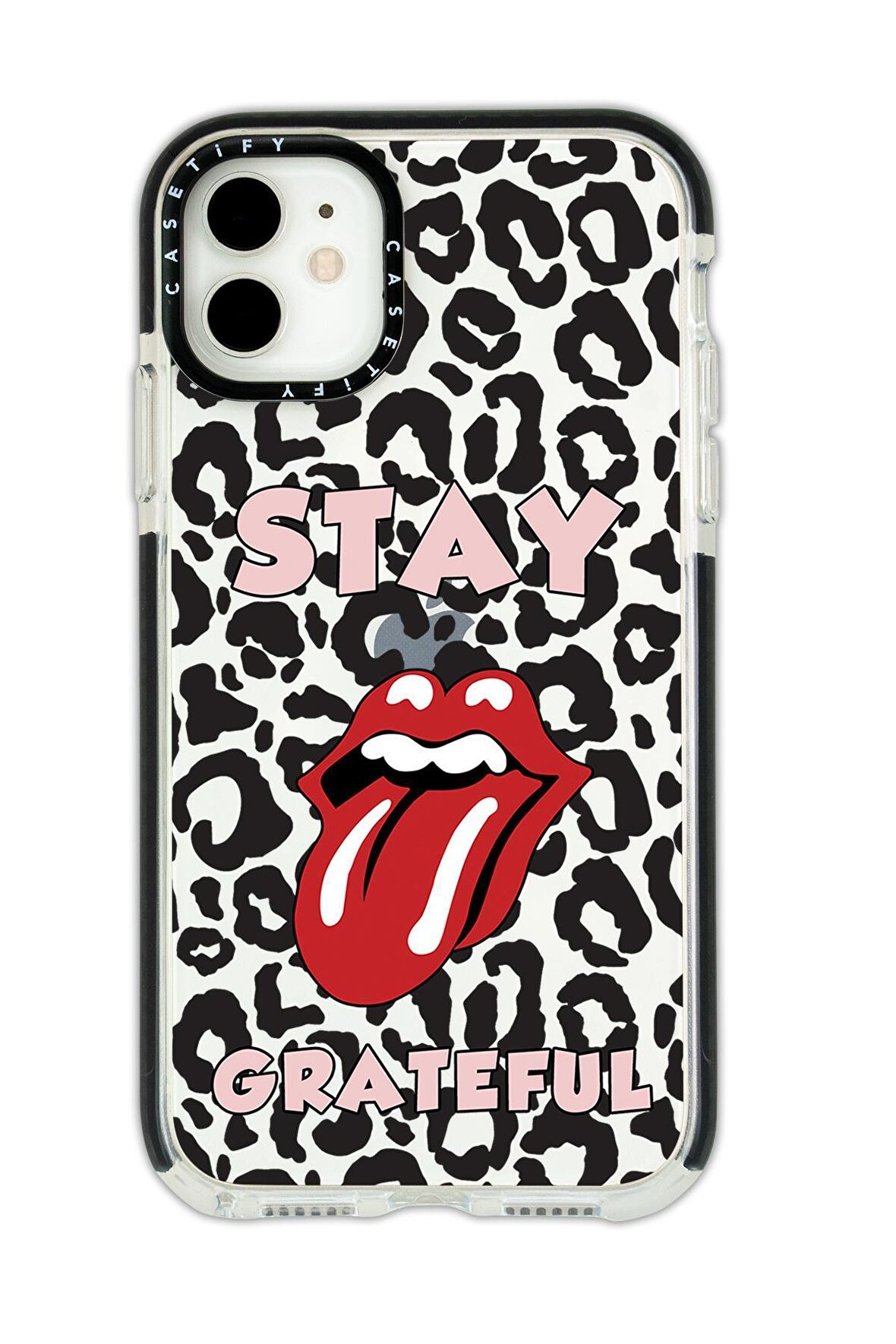 iPhone 12 Casetify Stay Grateful Desenli Anti Shock Premium Silikonlu Siyah Kenar Detaylı Telefon Kılıfı