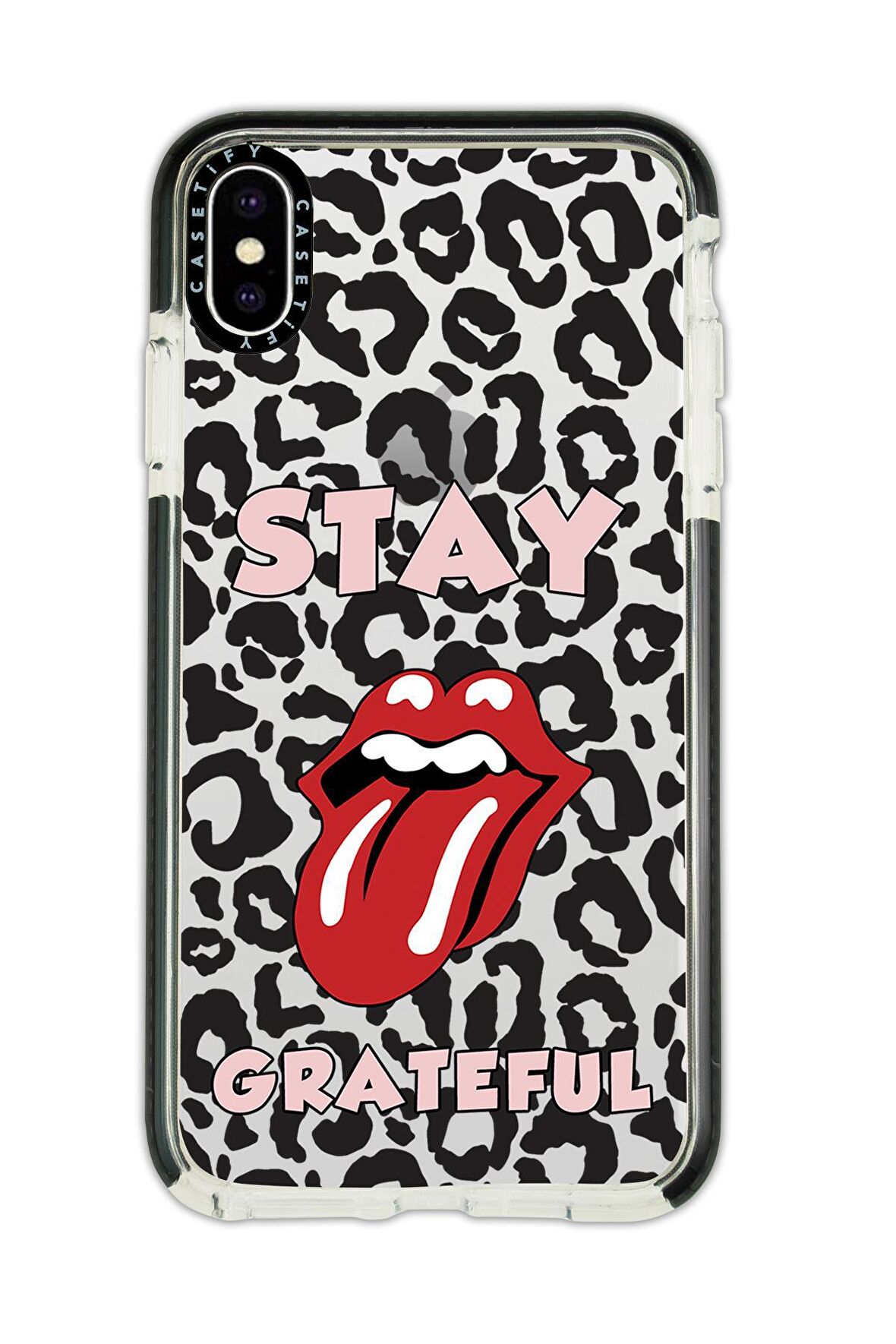 iPhone X Casetify Stay Grateful Desenli Anti Shock Premium Silikonlu Siyah Kenar Detaylı Telefon Kılıfı