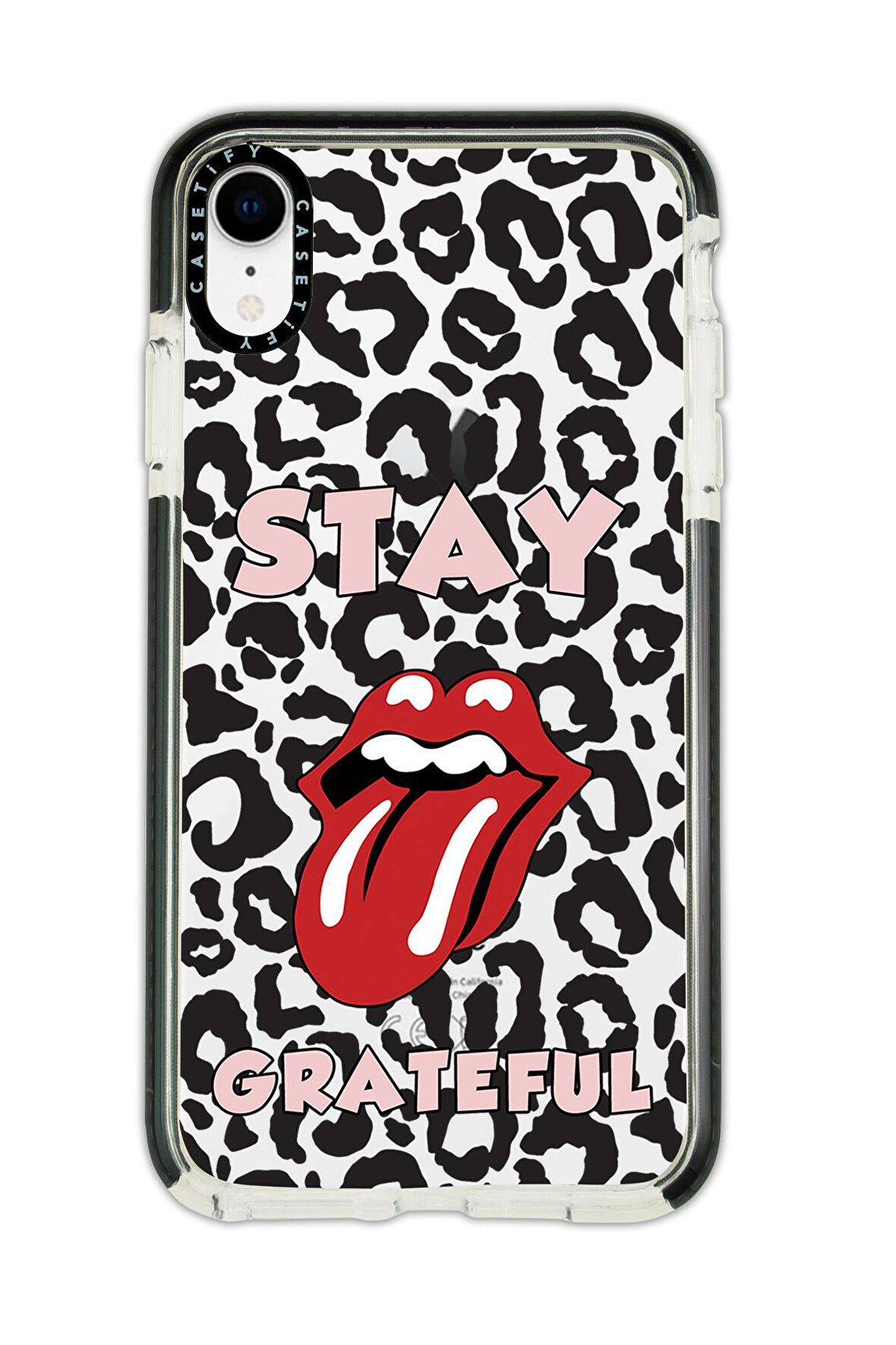 iPhone XR Casetify Stay Grateful Desenli Anti Shock Premium Silikonlu Siyah Kenar Detaylı Telefon Kılıfı