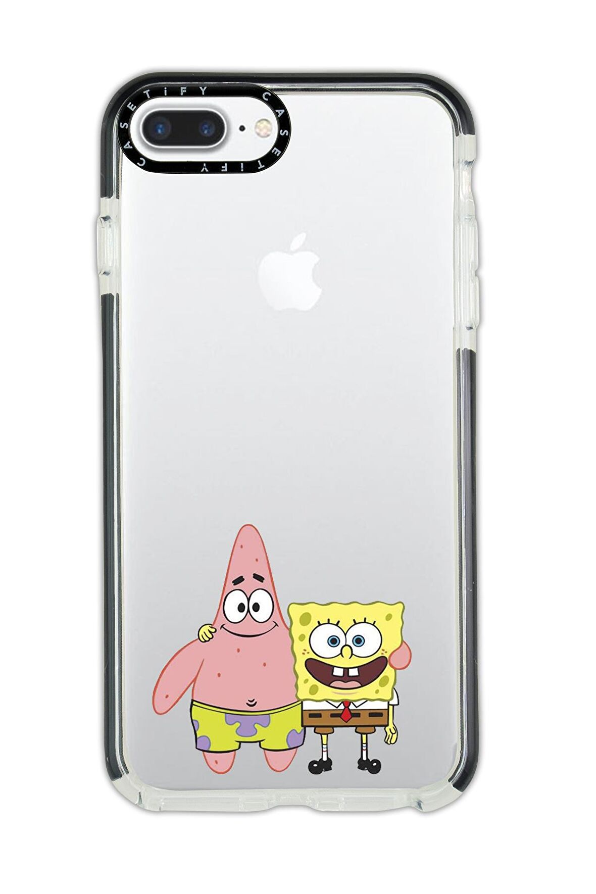 iPhone 7 Plus Casetify Sünger Bob ve Patrickstar Desenli Anti Shock Premium Silikonlu Siyah Kenar Detaylı Telefon Kılıfı