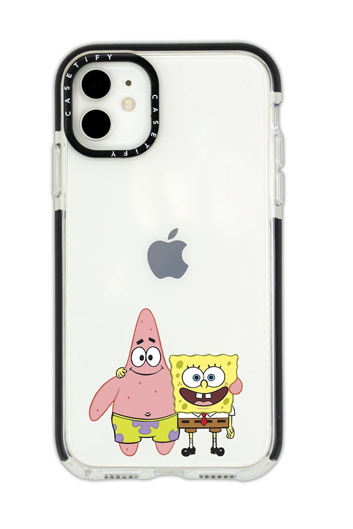 iPhone 12 Casetify Sünger Bob ve Patrickstar Desenli Anti Shock Premium Silikonlu Siyah Kenar Detaylı Telefon Kılıfı