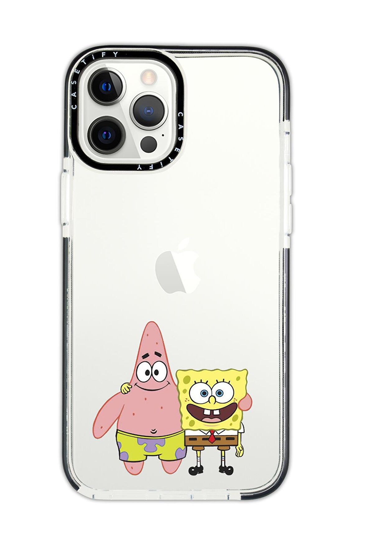 iPhone 12 Pro Casetify Sünger Bob ve Patrickstar Desenli Anti Shock Premium Silikonlu Siyah Kenar Detaylı Telefon Kılıfı
