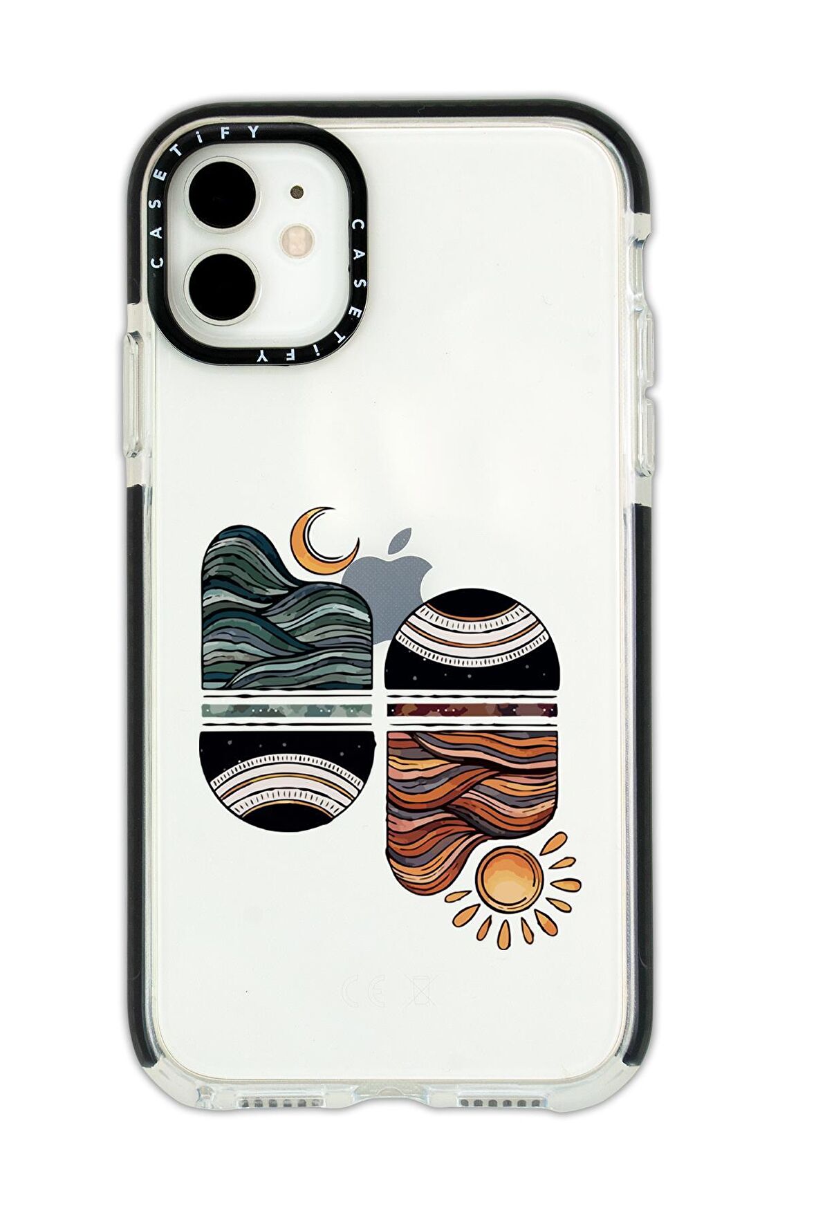 iPhone 11 Casetify Sunset Wawe Desenli Anti Shock Premium Silikonlu Siyah Kenar Detaylı Telefon Kılıfı