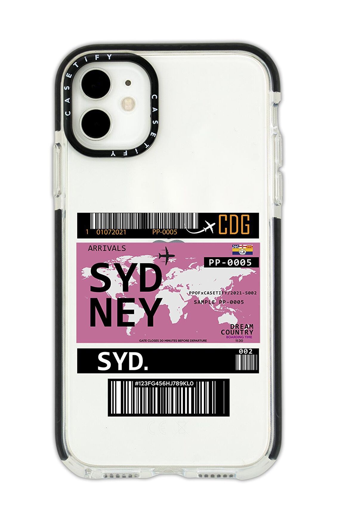 iPhone 11 Casetify Sydney Ticket Desenli Anti Shock Premium Silikonlu Siyah Kenar Detaylı Telefon Kılıfı